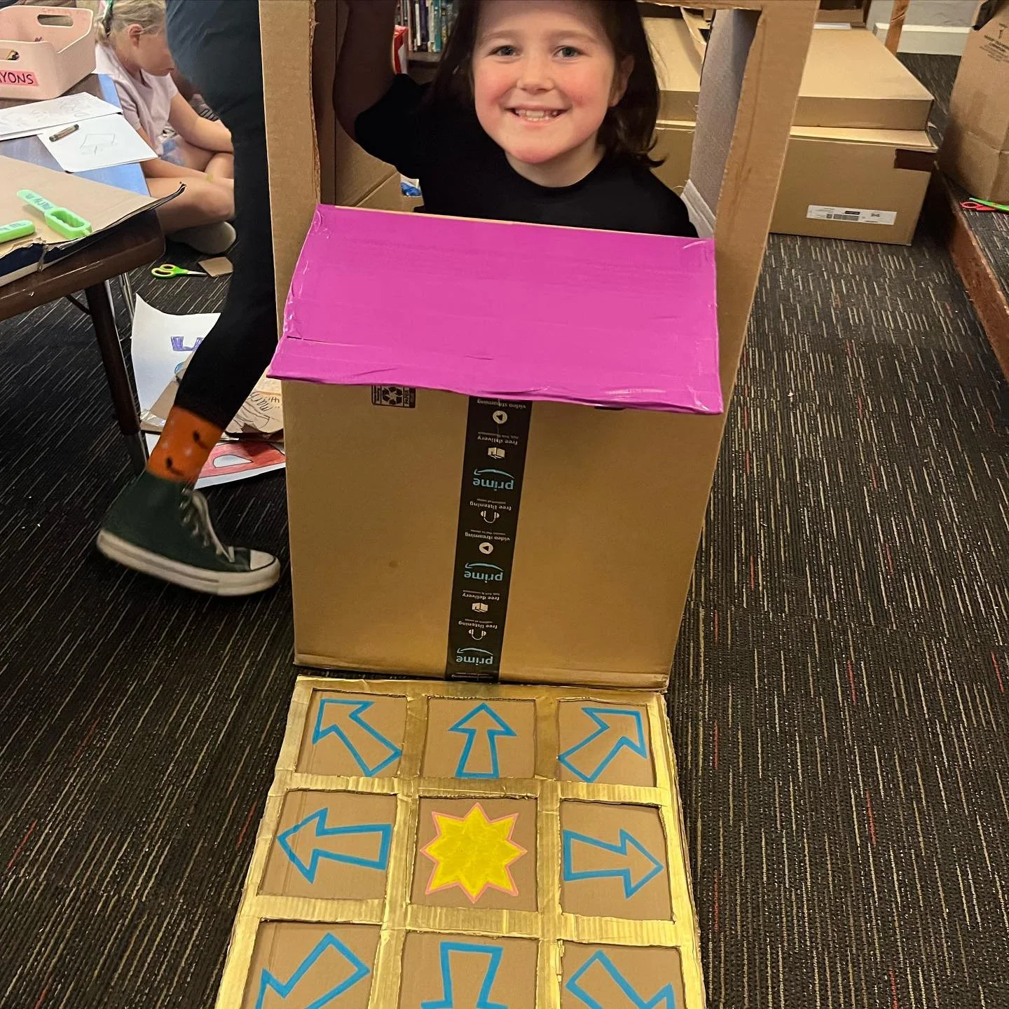 One of our most favorite sessions, FABRICATION, is well underway here

Projects for Friday&rsquo;s Cardboard Arcade and Small Mall (&copy;️) are being&hellip; well&hellip; fabricated as we write and you read this!

We have photo booths, whack-a-mole/