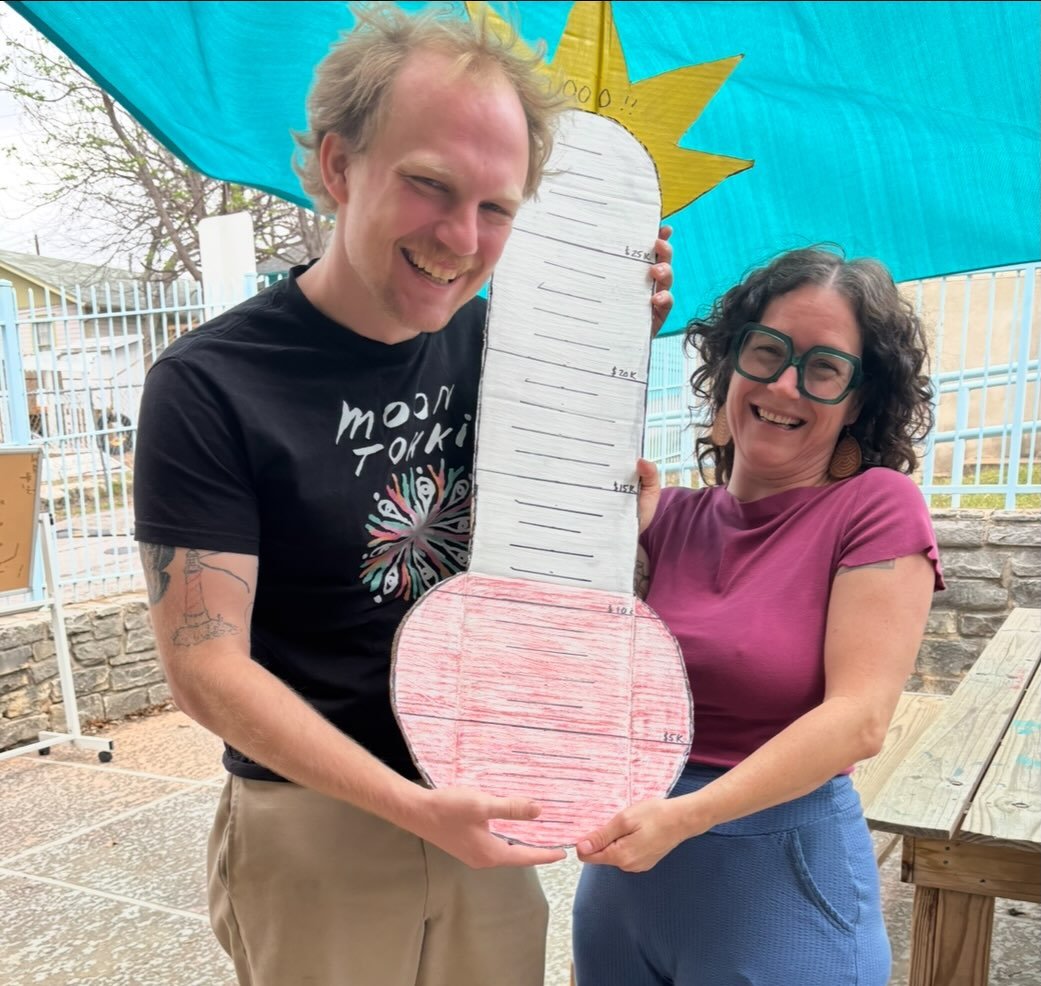 HEY Y'ALL LOOK IT'S spilled milk's Director of Development, Blake and Co-Executive Director, Stella! They're hoping and wishing for your support on this fine Amplify Austin Day (it actually starts at 6 PM but just like the kid who won't go to sleep t