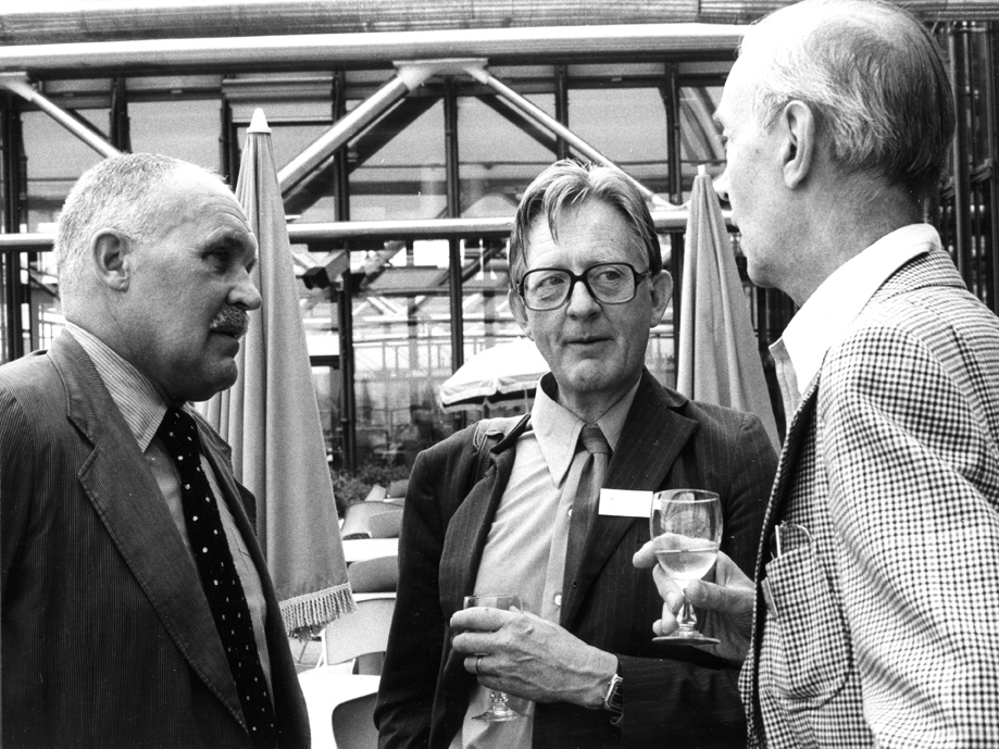 From AICA: General Assembly at Centre Pompidou, Paris, 1981. From the left: Pontus Hultén, Sven Sandström and Pontus Grate. Photo: J.T. Ahlstrand 1.9.1981