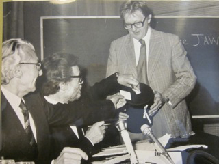 Presidential alection at the AICA congress in Poland 1975. From the left: President René Berger, General secretary Guy Weelen and Sven Sandström.