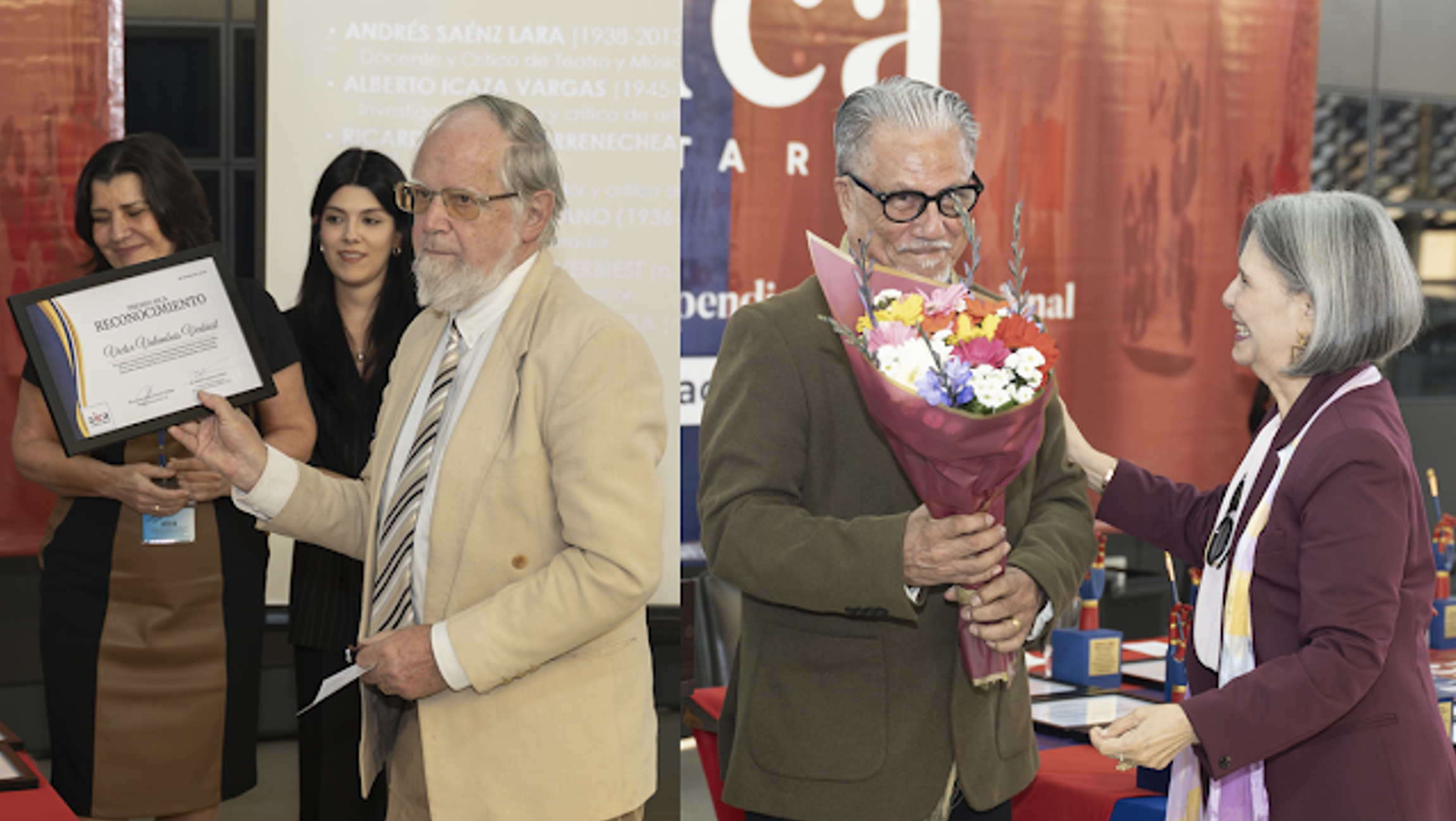  Critic and researcher Víctor Valembois and artist and theorist Otto Apuy received awards from AICA Costa Rica. Photo: Juan Carlos Fonseca 