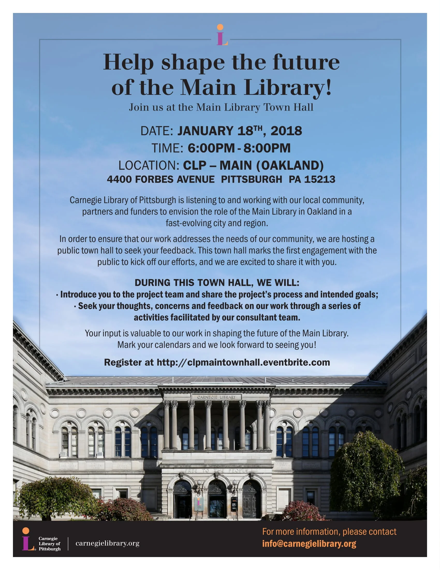 Carnegie Library of Pittsburgh (CLP-Main) Town Hall