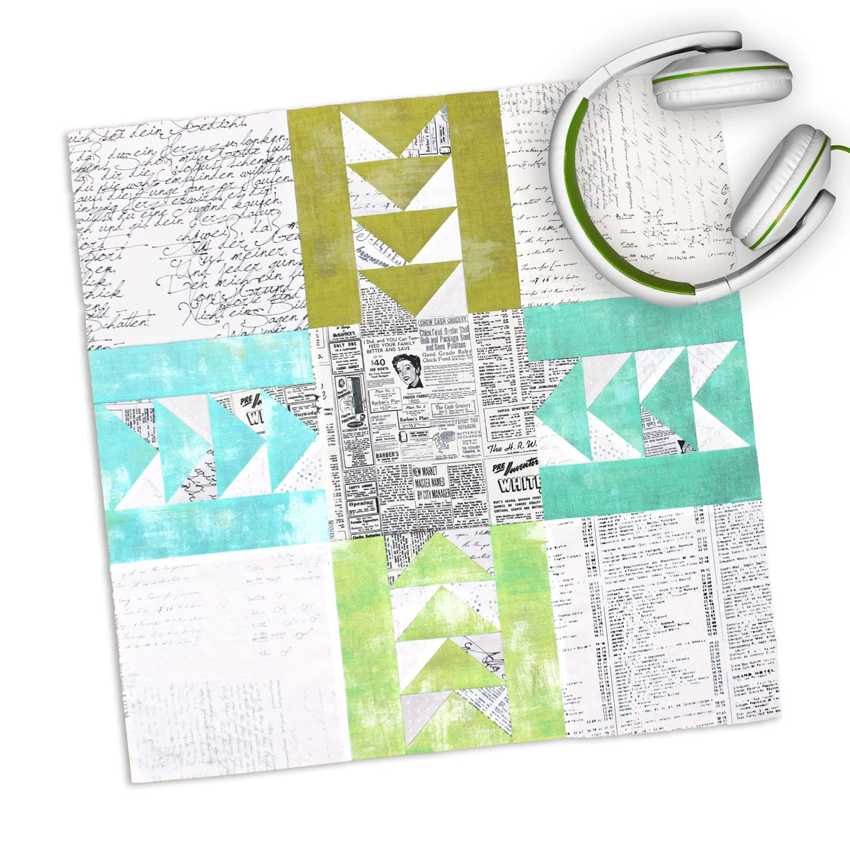 Free quilt along Blockheads 2018, Block 5: Impact Fabrics used in the block are from Moda, Basic Grey GRUNGE and Zen Chic PAPER