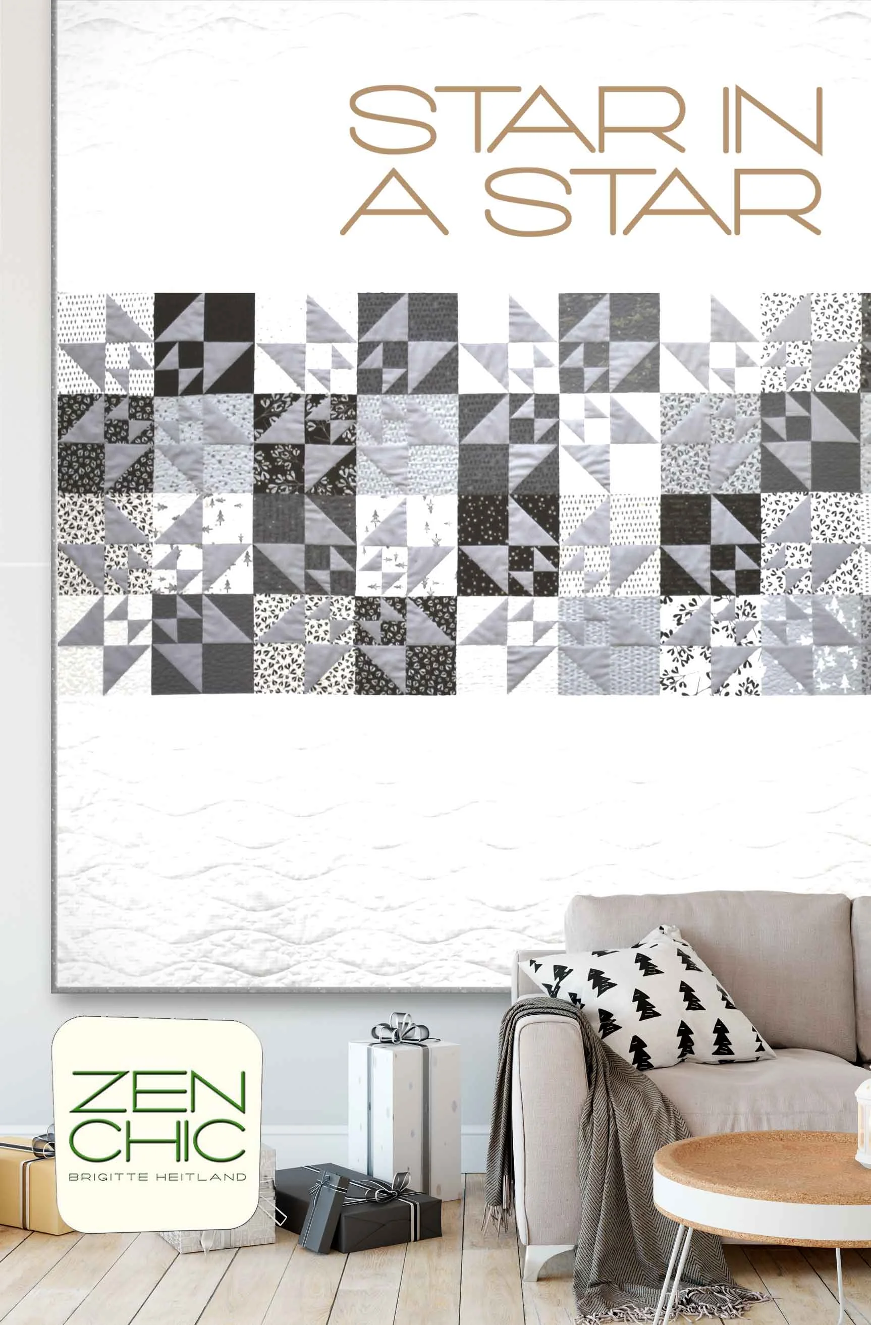 Christmas Quilt Star In A Star by Zen Chic makes use of a Layer Cake and is an easy to sew project.