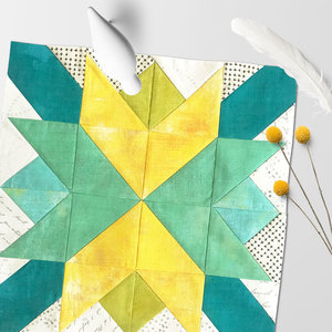Geometric quilt pattern with echo quilting by Zen Chic and Blockheads ...