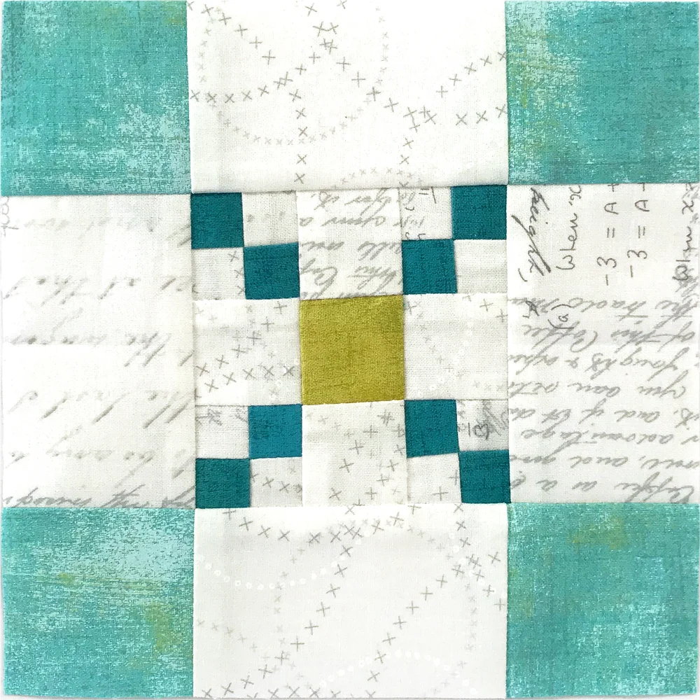 Free quilt along Blockheads 2018, Block 52: Scrappy Checker Board Fabrics used in the block are from Moda, Basic Grey GRUNGE and Zen Chic PAPER
