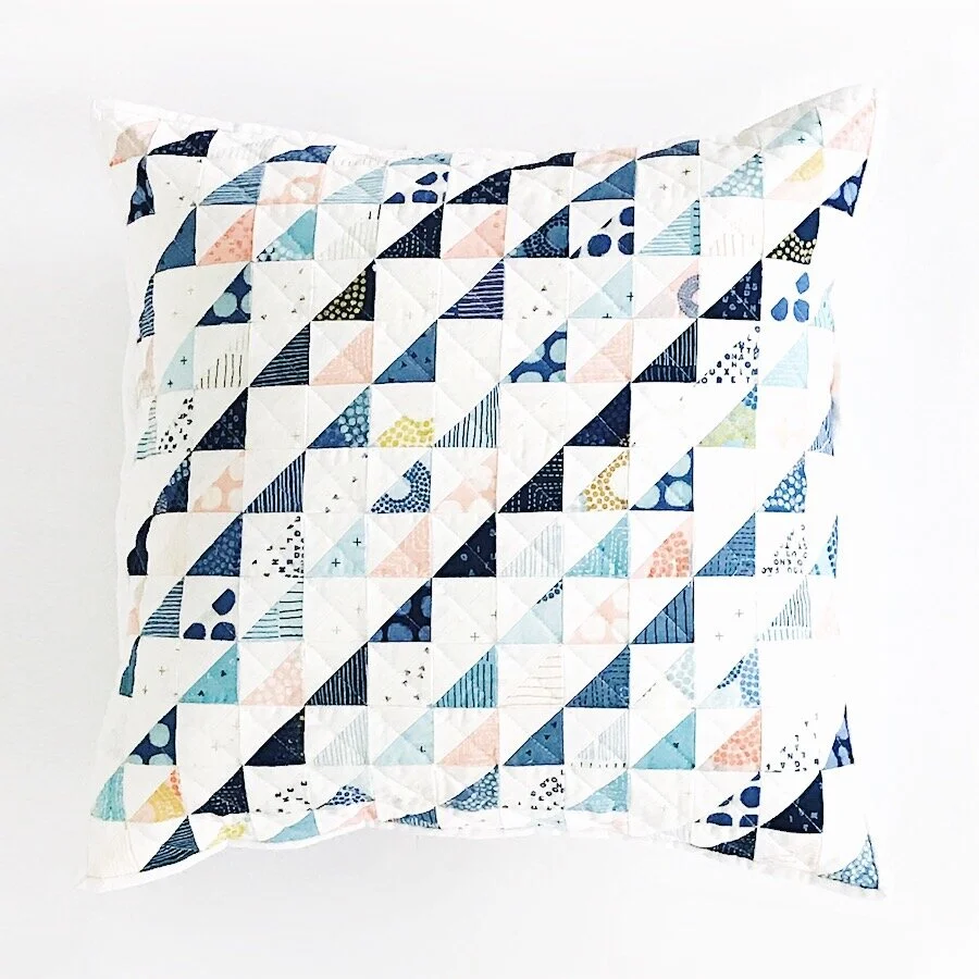 How to Sew a Half-Square Triangle Pillow with 2 Minicharm Packs