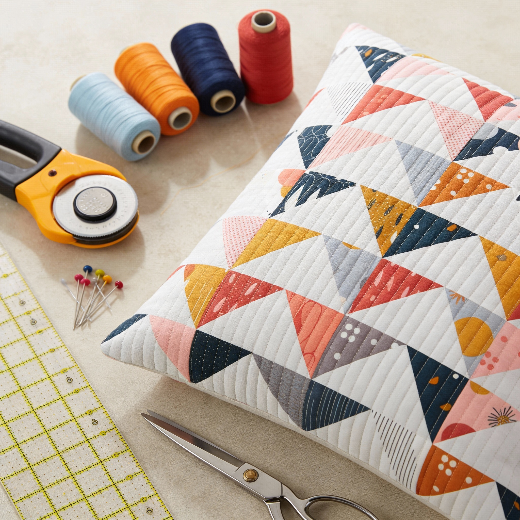 Flyaway Pillow Pattern: Turn Tiny Fabric Scraps into a Modern Quilted Cozy Pillow