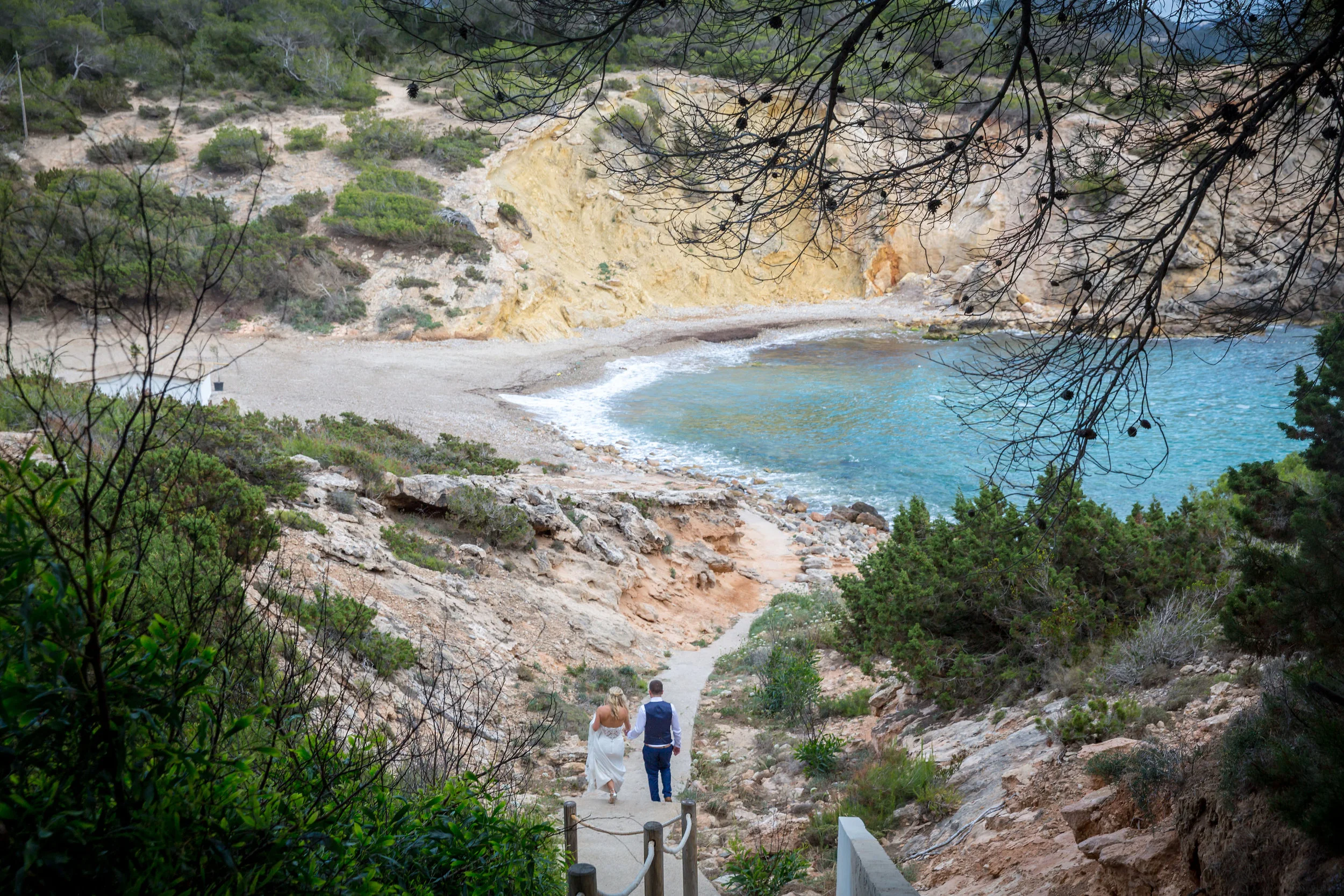 Wedding couple at Es Codolar, Elixir Shore Club, Ibiza. Photo by Matt Morgan.