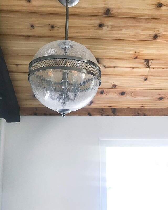 Disco ball vibes with this entry way light we used for the cabana entry, I&rsquo;m not mad about it!