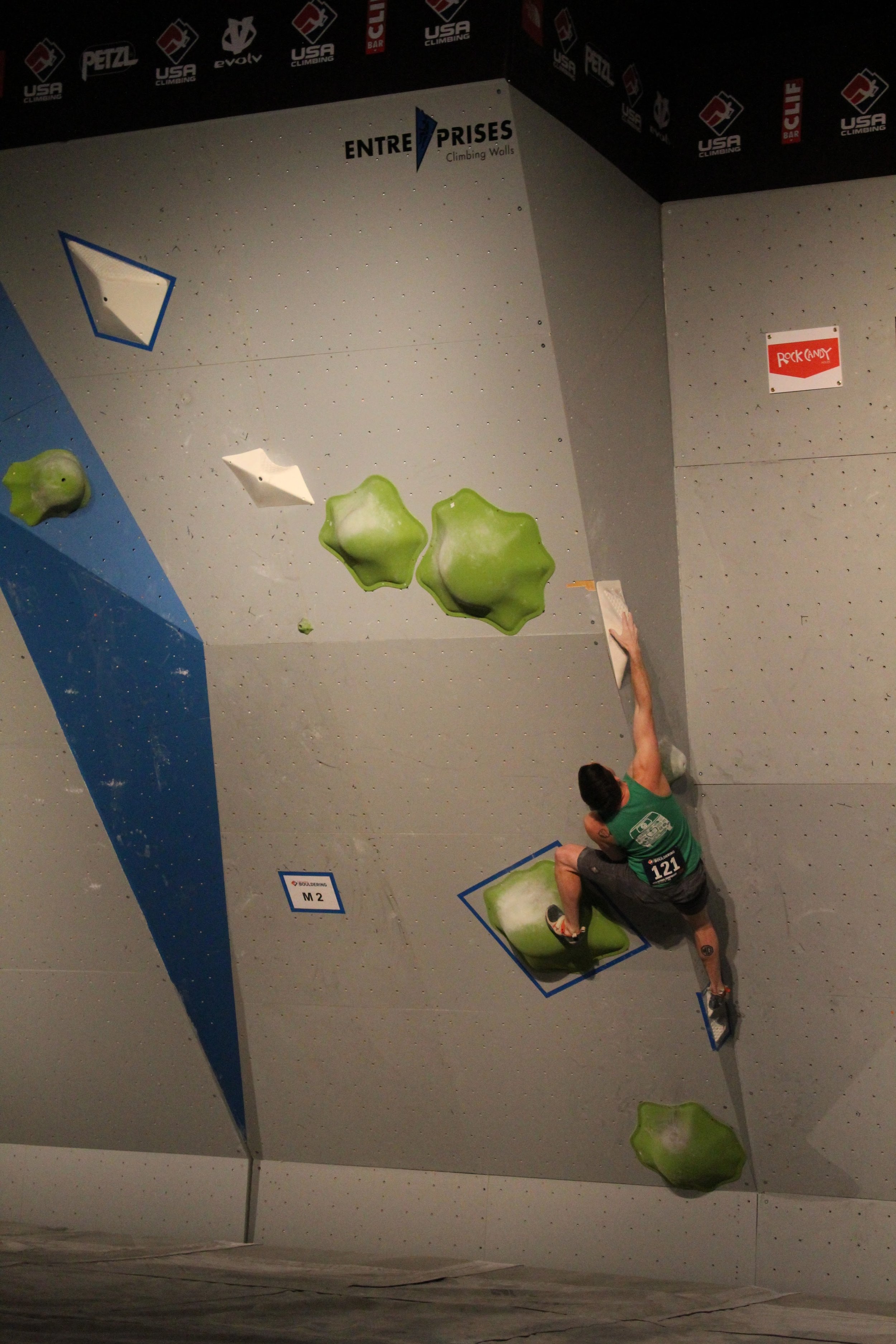 Skip the bump! Go to the far sloper first Nick, it's more positive!!! Photo Credit: USAC Bouldering Nationals 