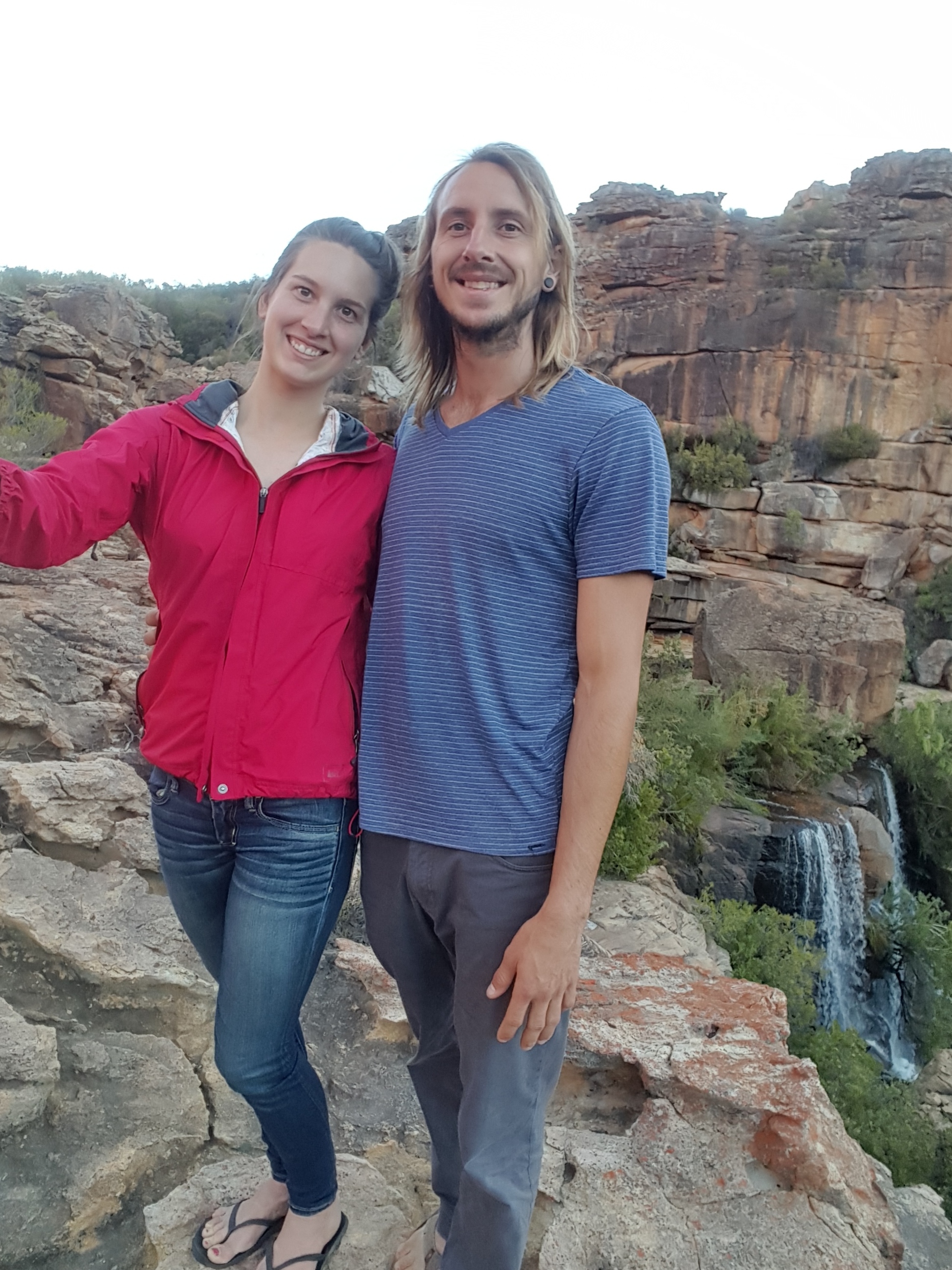 Carlos and Steph selfie it up at the waterfall near the Alpha Farm.