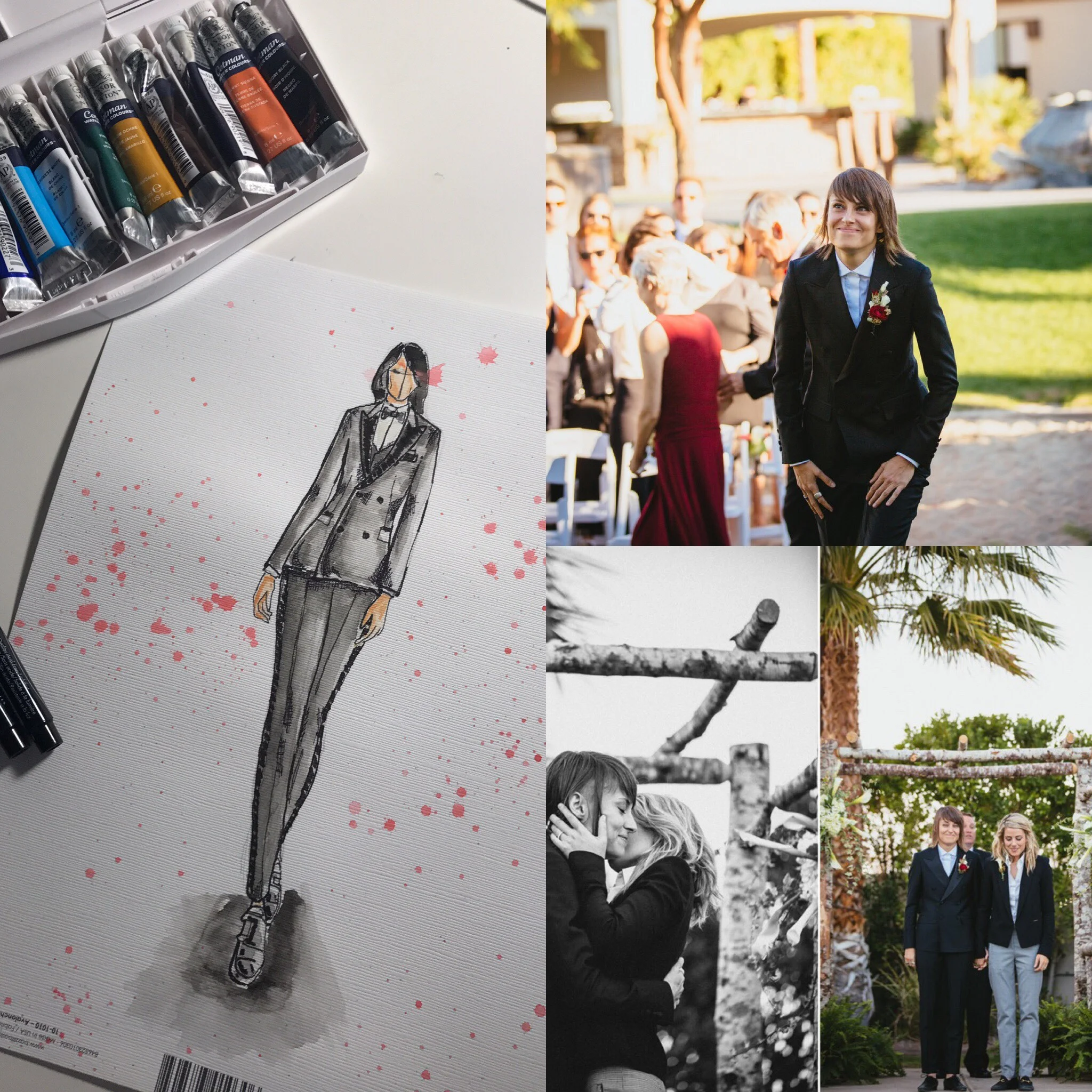 From Sketch to Finish: Double breasted androgynous cut custom tuxedo 