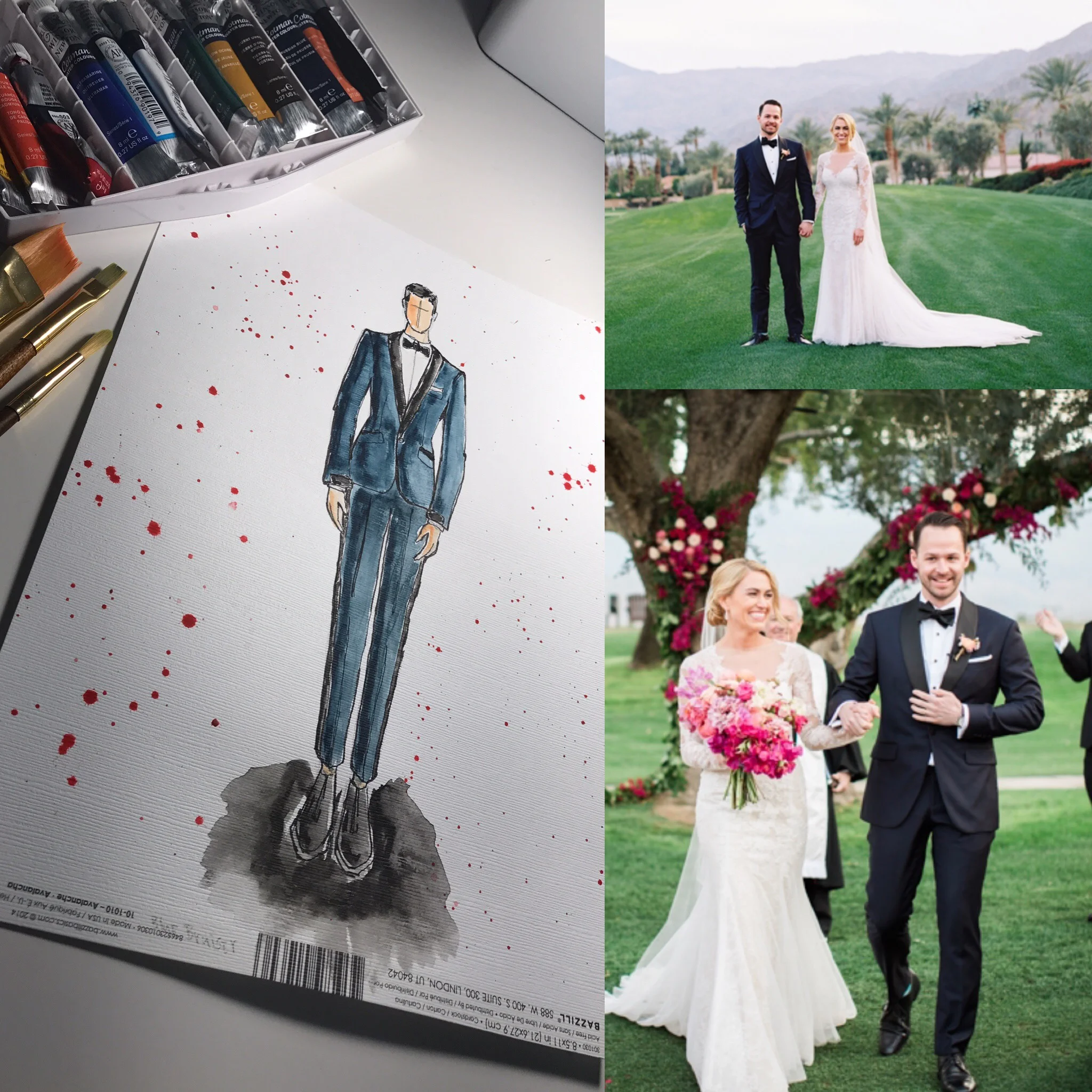 The Black Satin and Navy Blue Custom Wedding Tuxedo