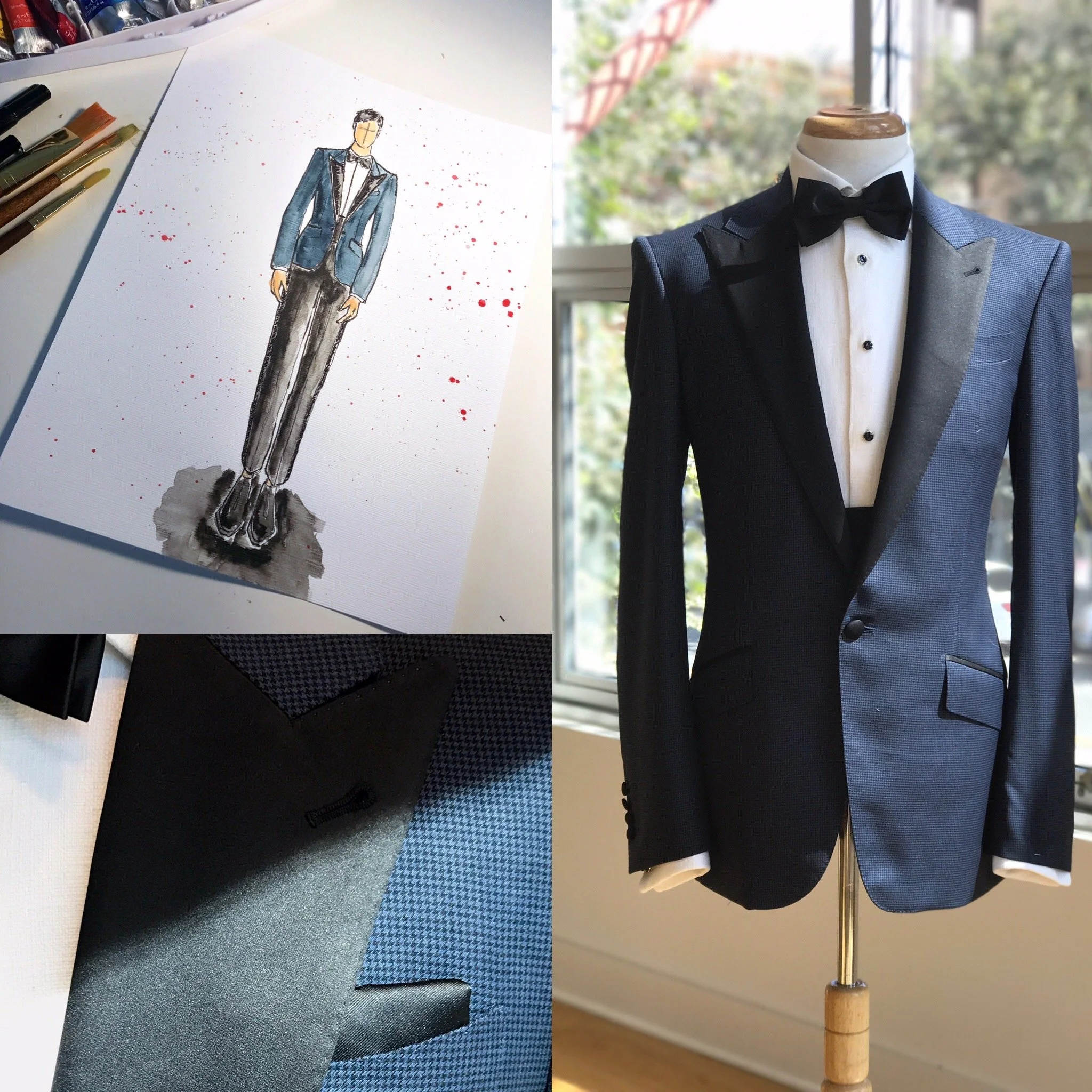 Bond-Inspired Navy Dinner Jacket Bespoke Tuxedo