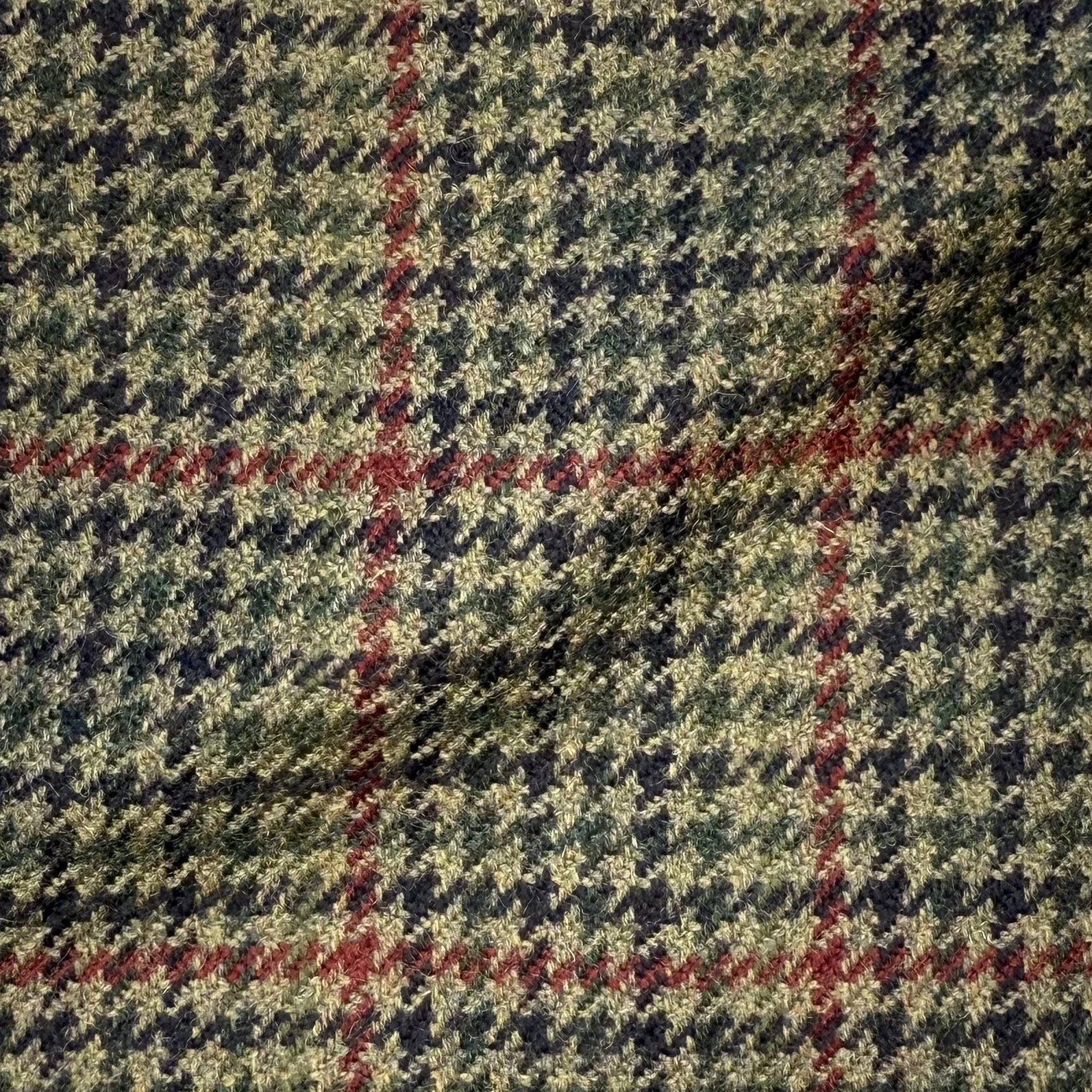 Olive Multi-Colored Houndstooth Tweed