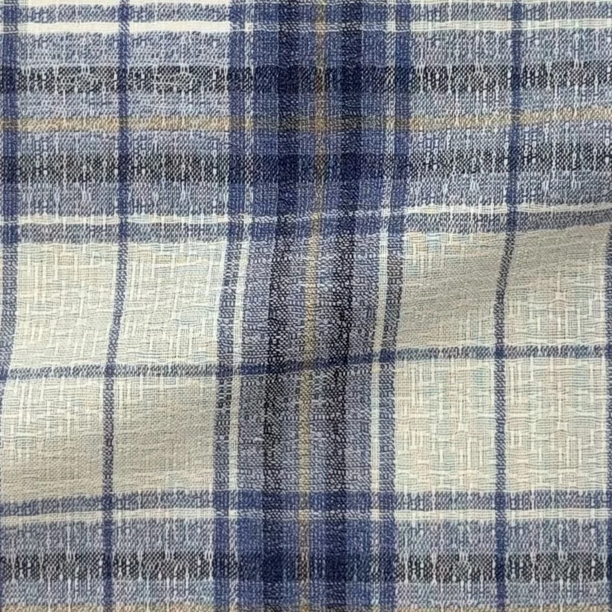 Blue & Off-White Plaid w/ Tan Windowpane