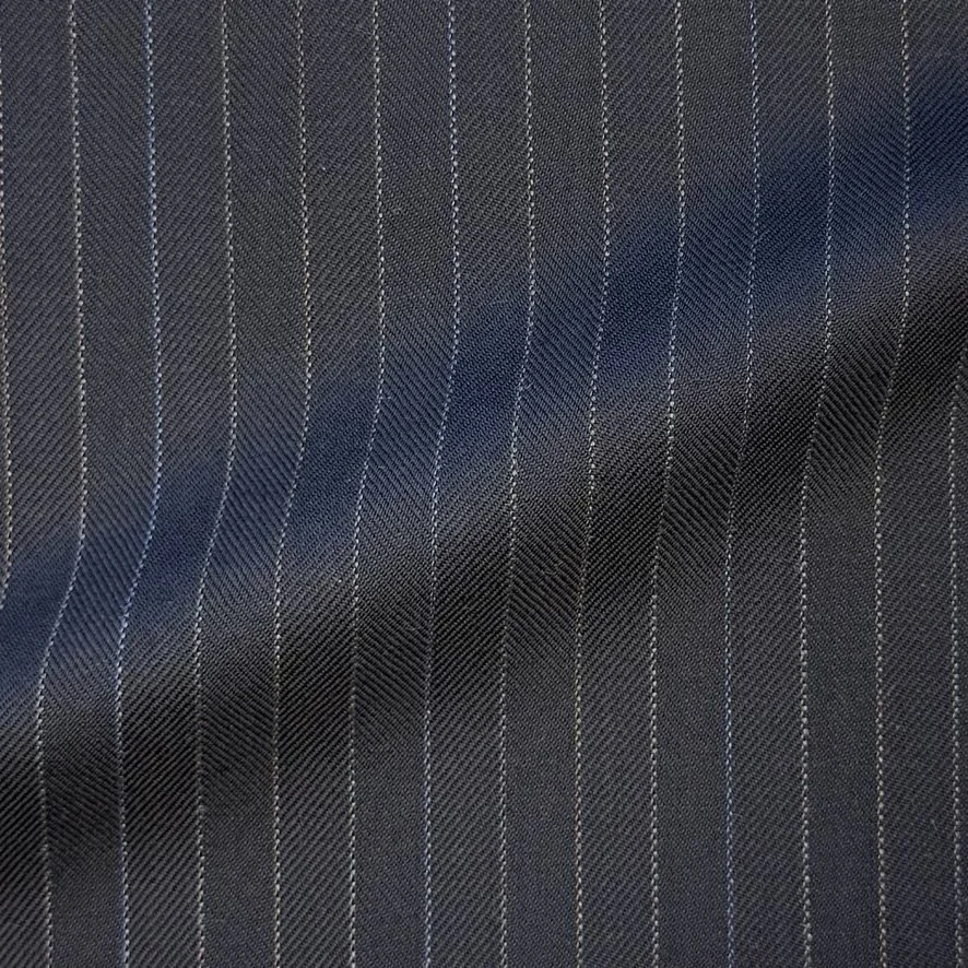 Midnight Blue Herringbone w/ Multi Pinstripe