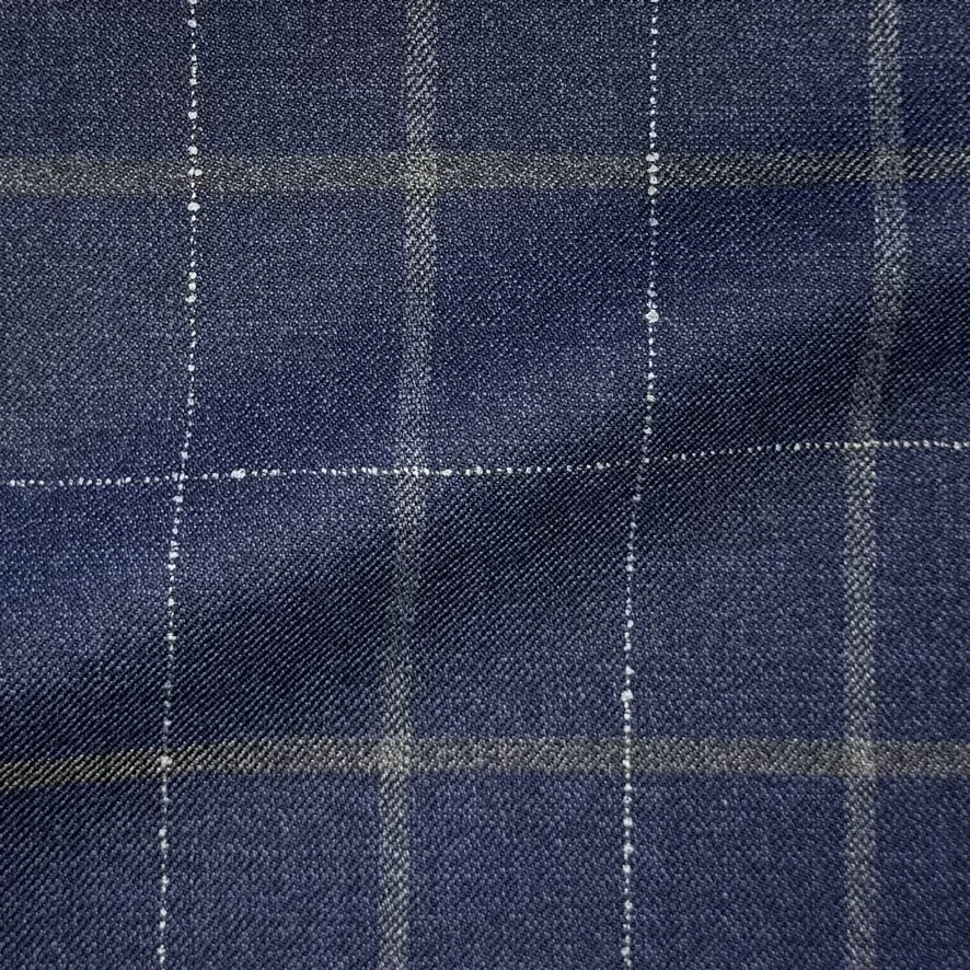 Blue w/ Taupe & White Windowpane