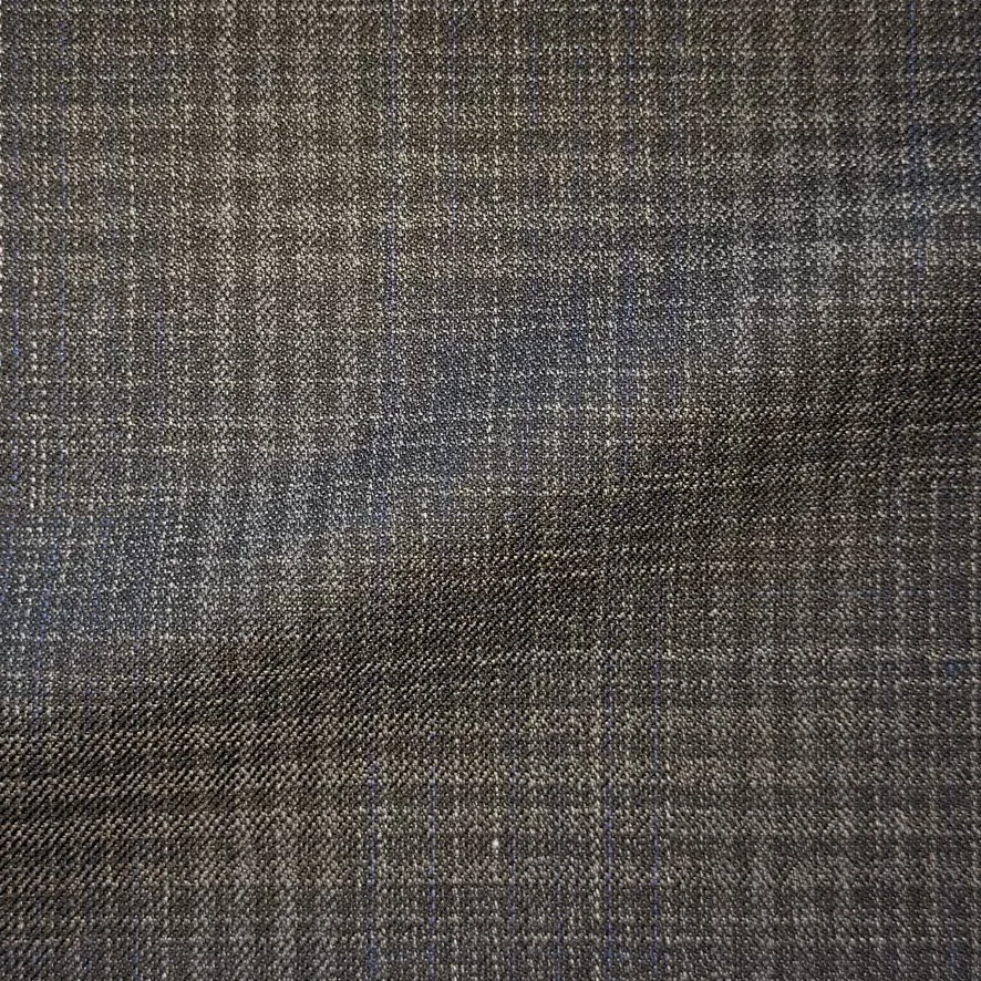 Brown Hatch Weave w/ Blue Check