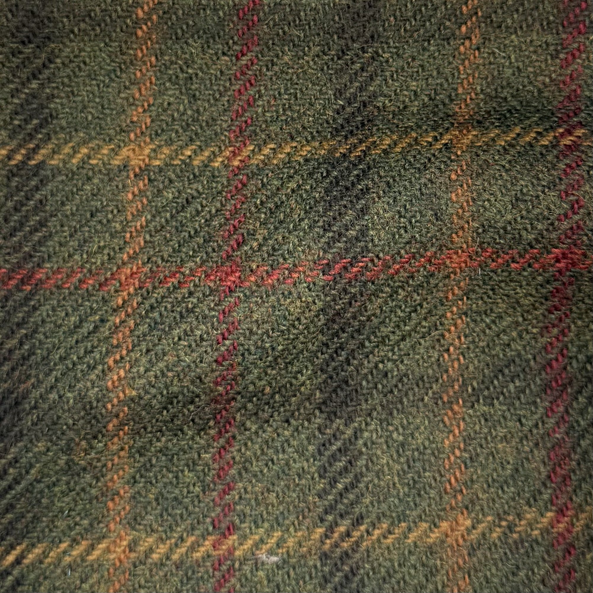 Green, Brown & Red Check Tweed