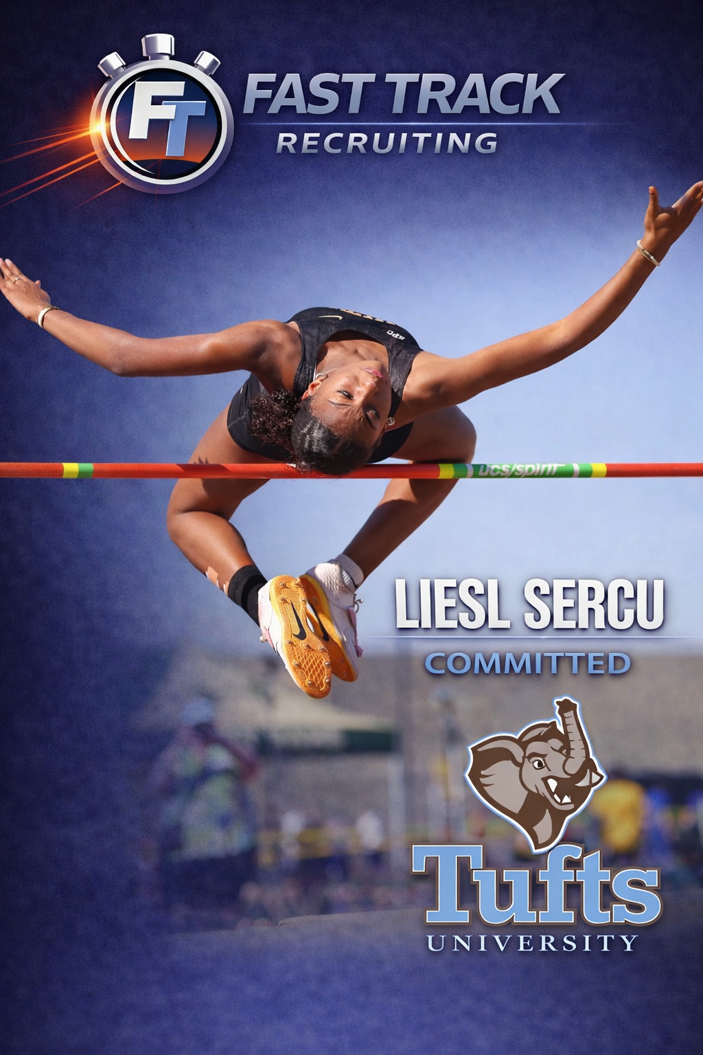 Cover of a book titled 'High Jump' by Liels Serbu, featuring an athlete mid-air during a high jump attempt in a stadium.