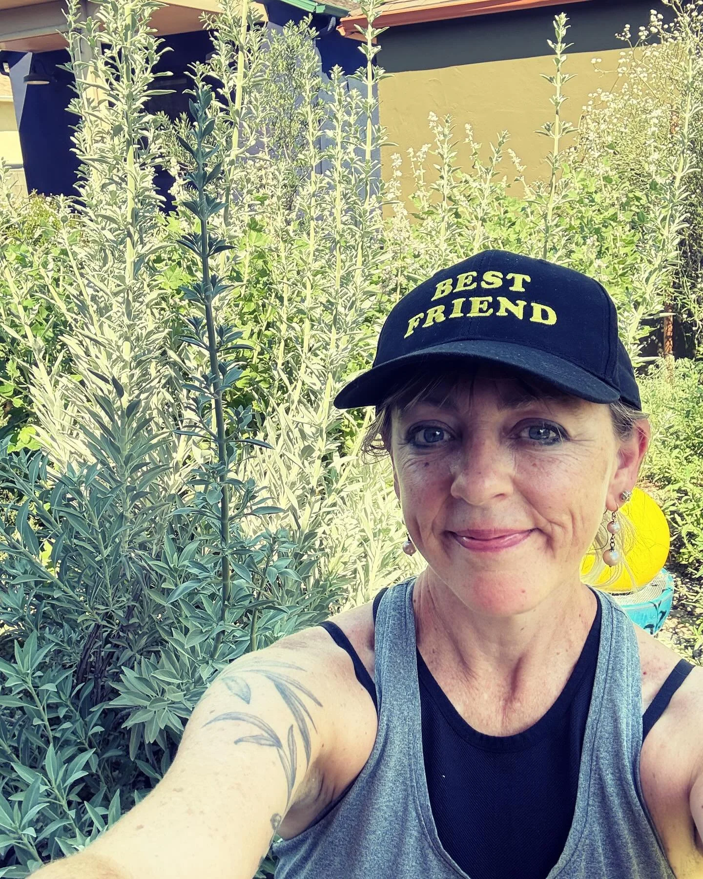 Same hat different day: me in the writing garden. When you walk by our house, it&rsquo;s a moment. On April 11, I&rsquo;ll take you around back to the wild. 90 different species of CA natives.

🐛 Learn more at nativeplantgardentour.org
🎟️ Get your 