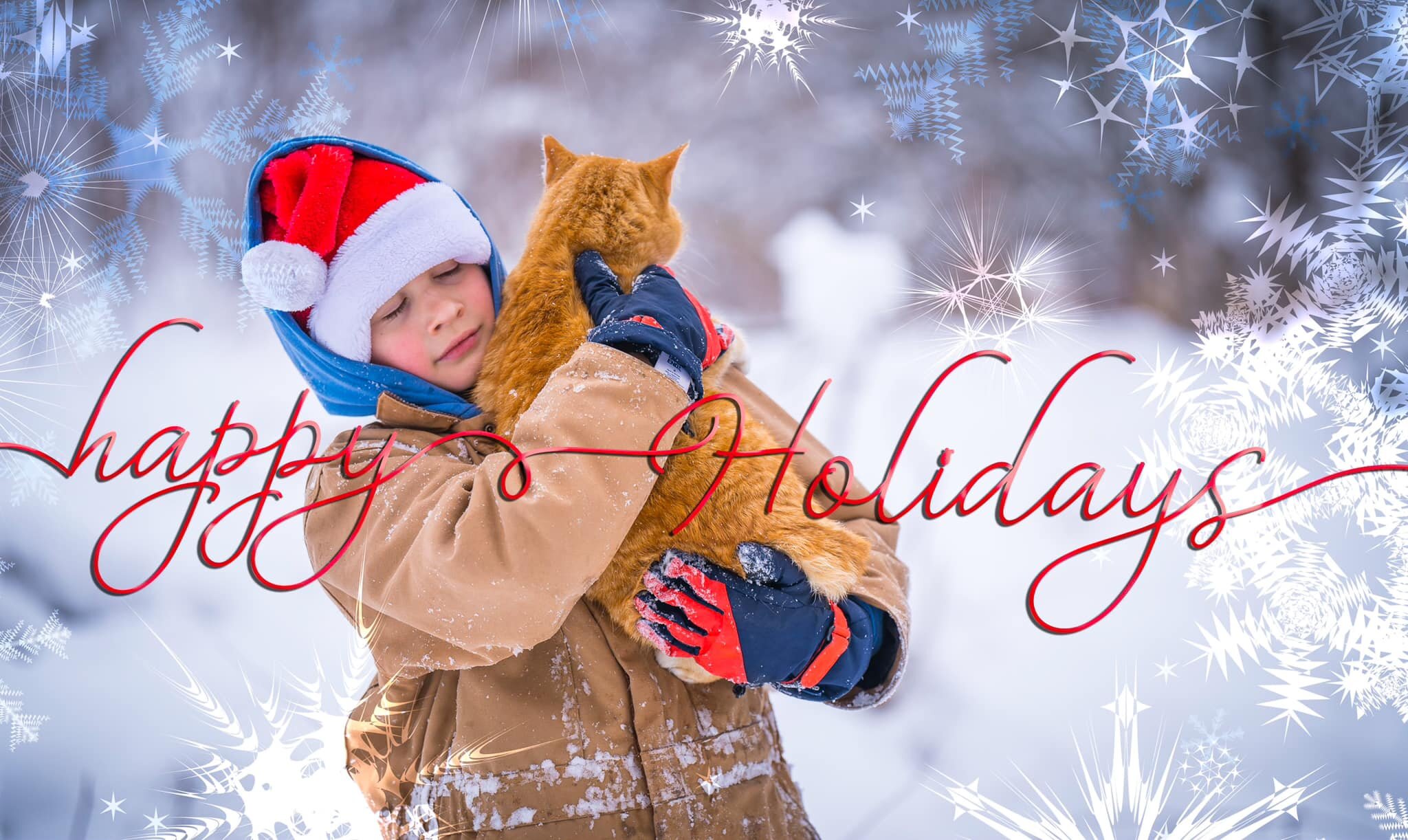 Grab a snuggle with those you love. 

On this day, during a family outing in Wisconsin, Aiden grabbed Milo the cat and carried him from pond to house. (maybe a mile) short of the cat crawling into Aiden&rsquo;s warming bibs for warmth the two quickly