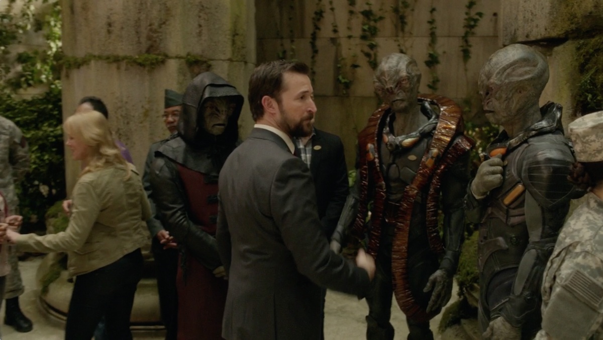 Alien Ambassador - Leather Burgundy & Black Coat and Hood