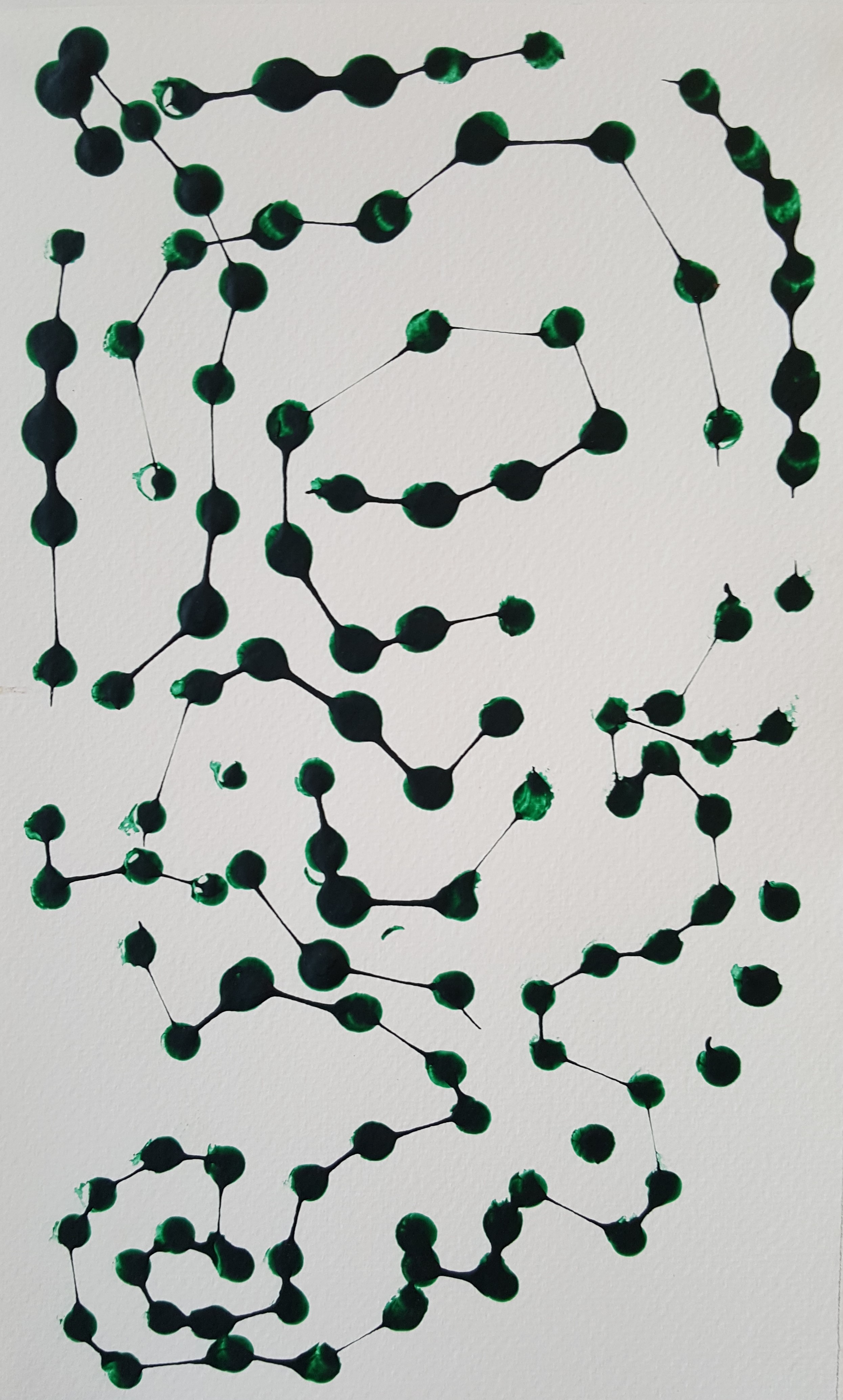 Green Dots (2016): acrylic on paper 18cm x 30cm