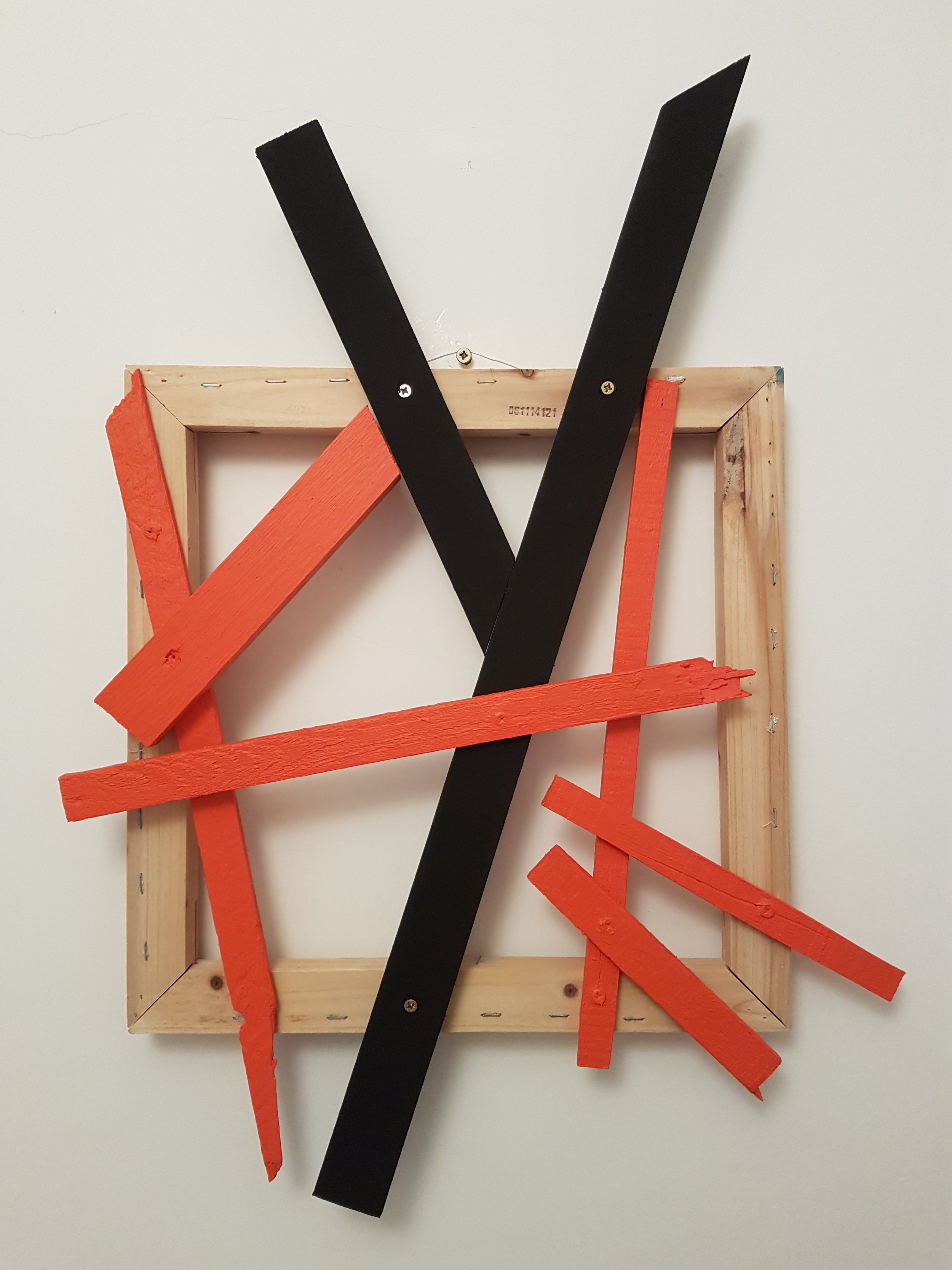 Cadmium and Black (2018): wood, acrylic and distemper