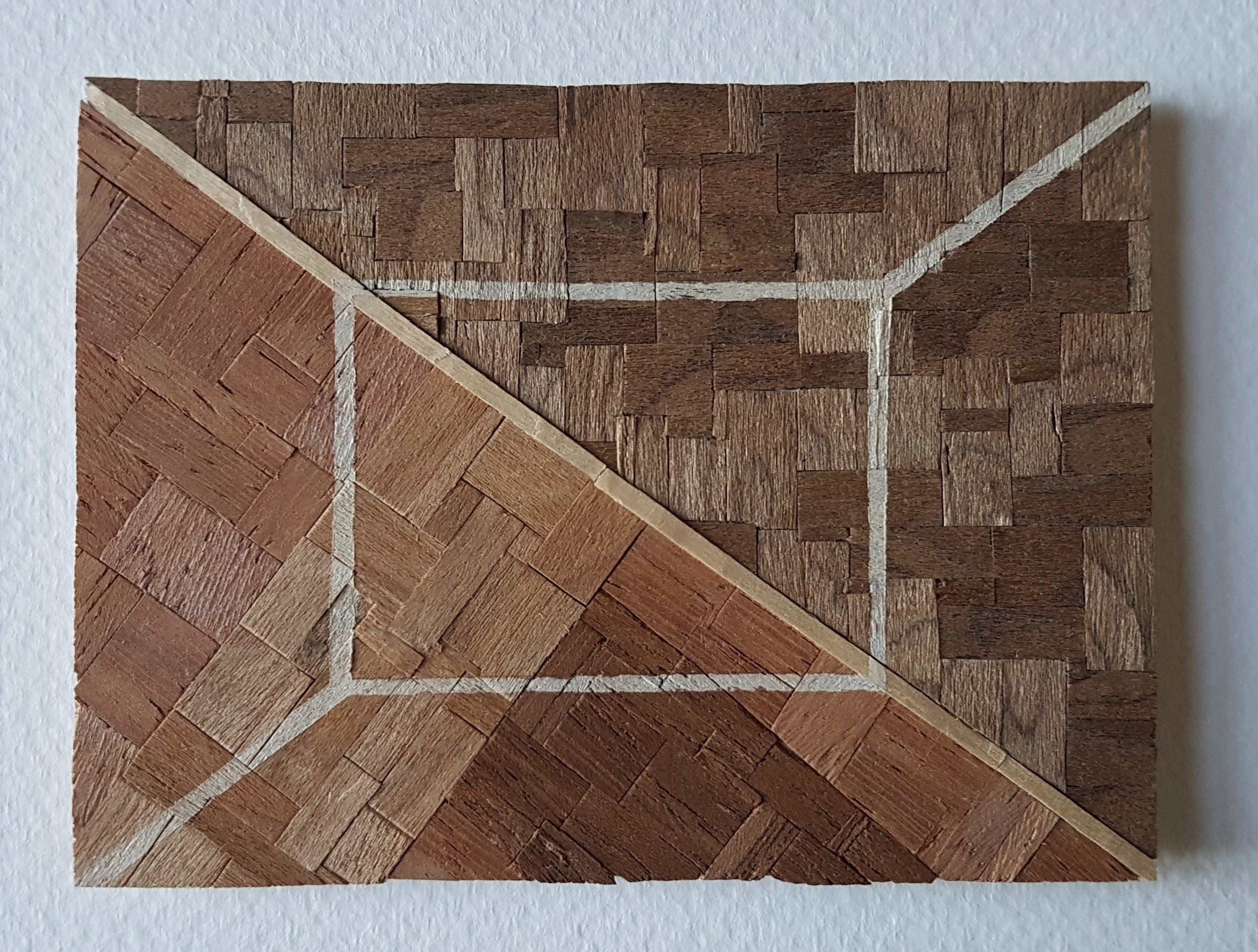 Series 64-1 (2013): wood veneers and mixed media 10cm x 8cm