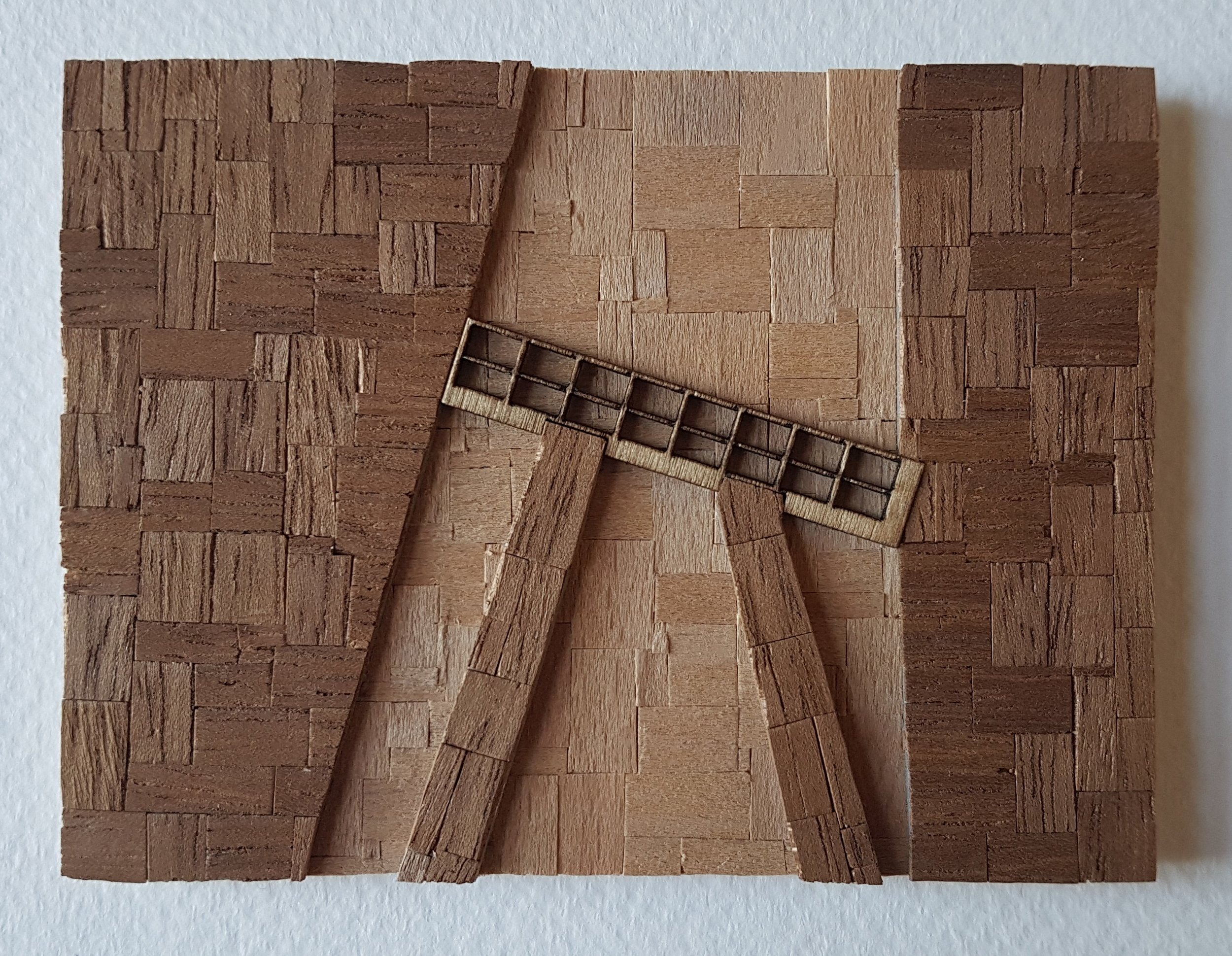 Series 64-4 (2013): wood veneers and mixed media 10cm x 8cm