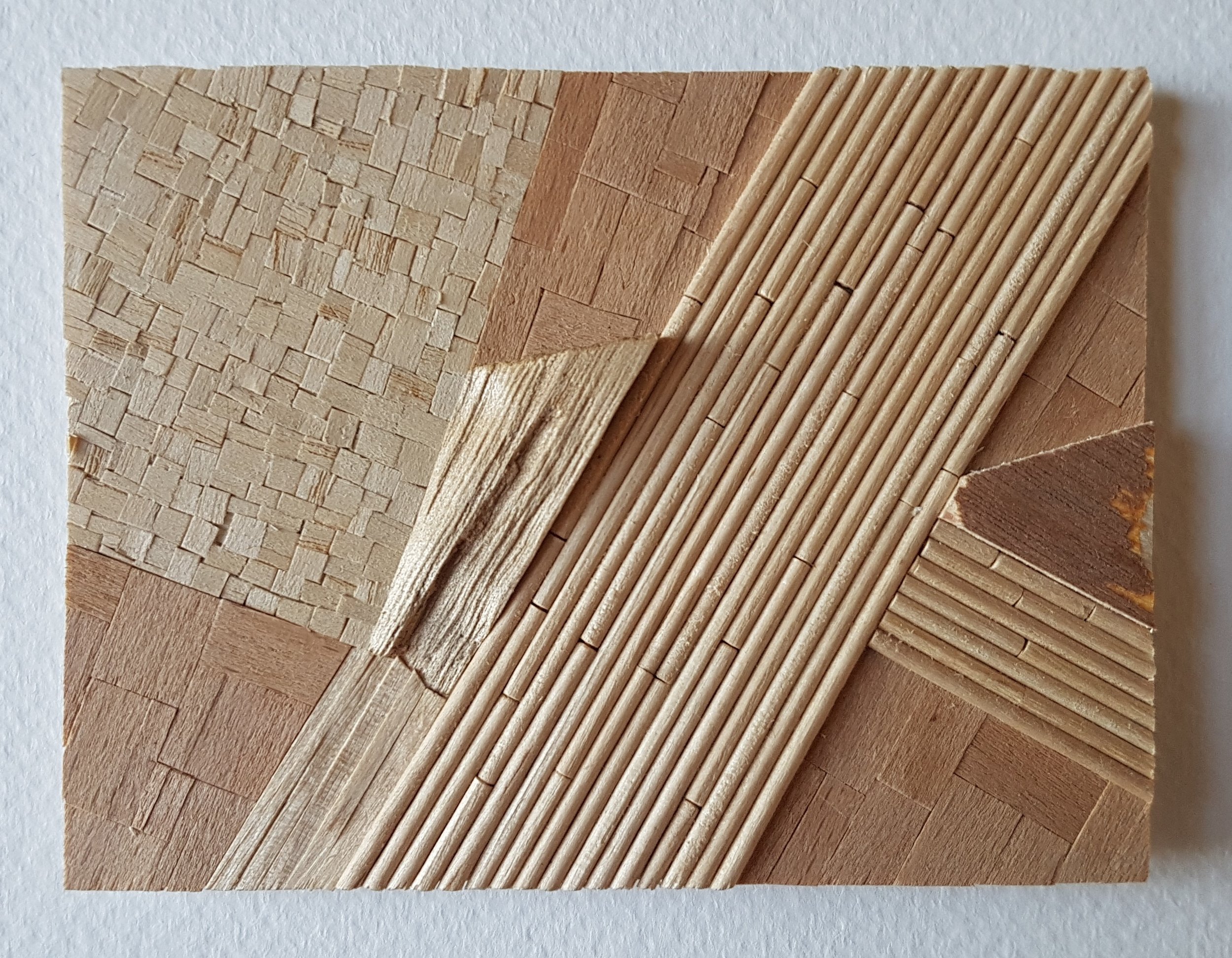 Series 64-5 (2013): wood veneers and mixed media 10cm x 8cm