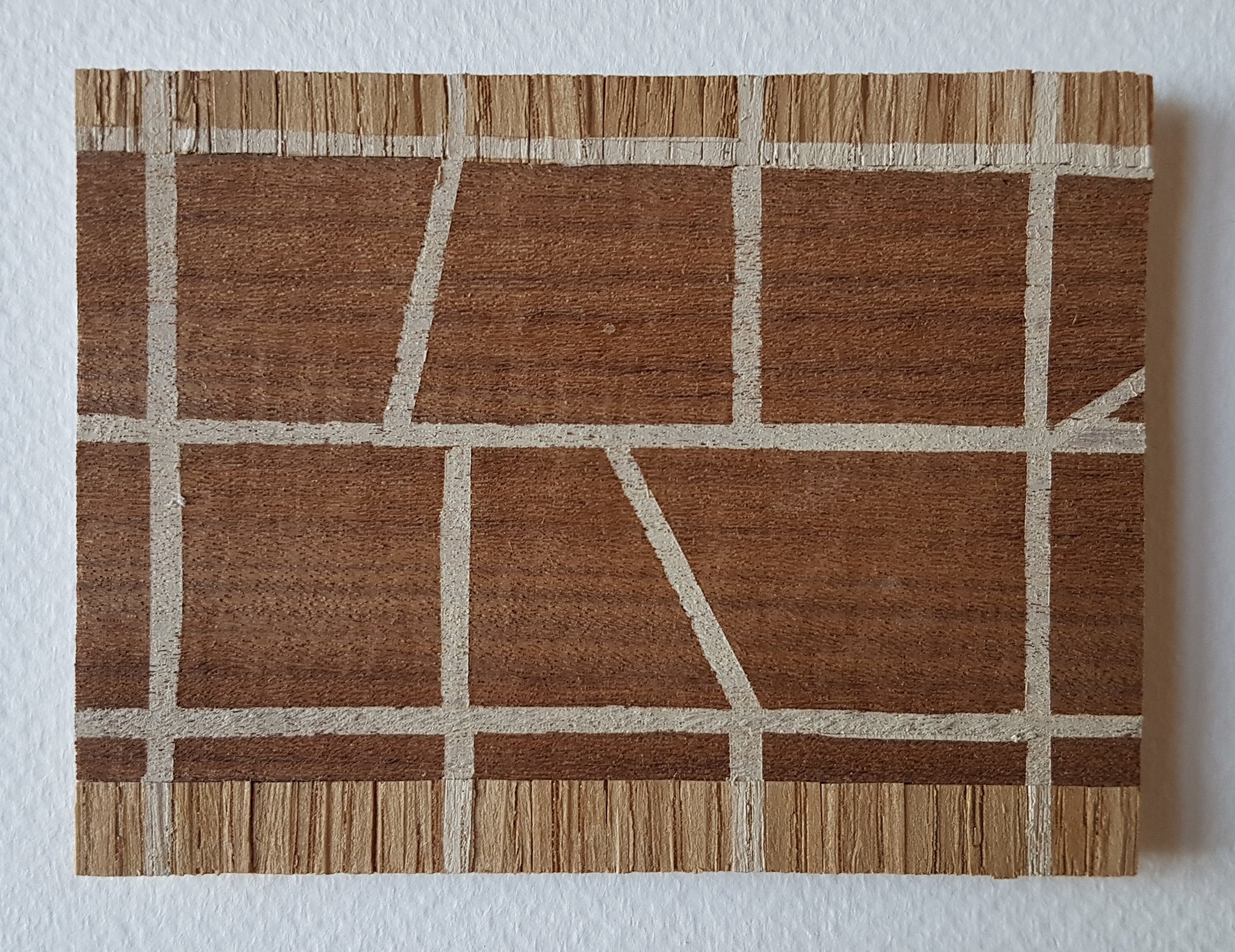 Series 64-8 (2013): wood veneers and mixed media 10cm x 8cm