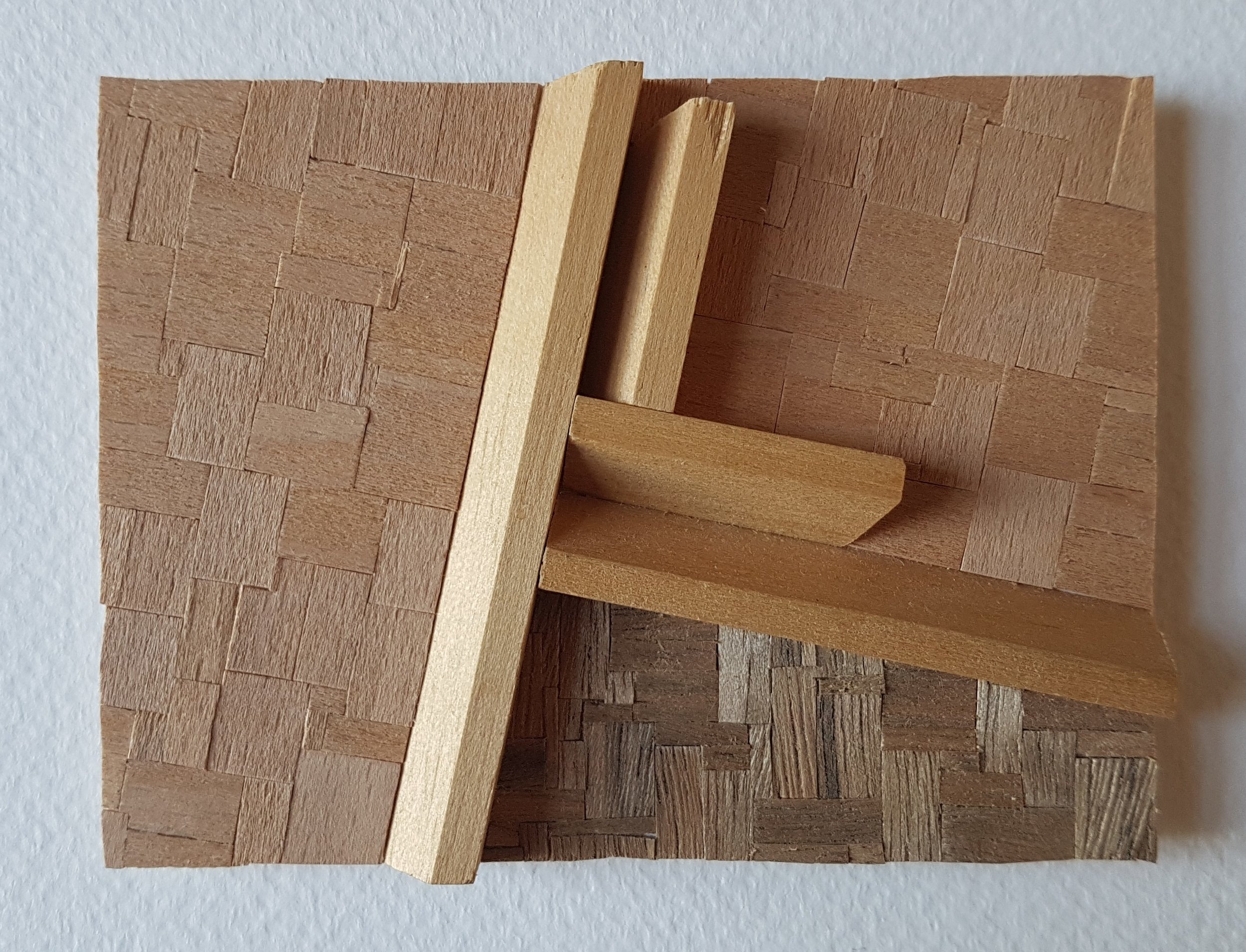 Series 64-14 (2013): wood veneers and mixed media 10cm x 8cm