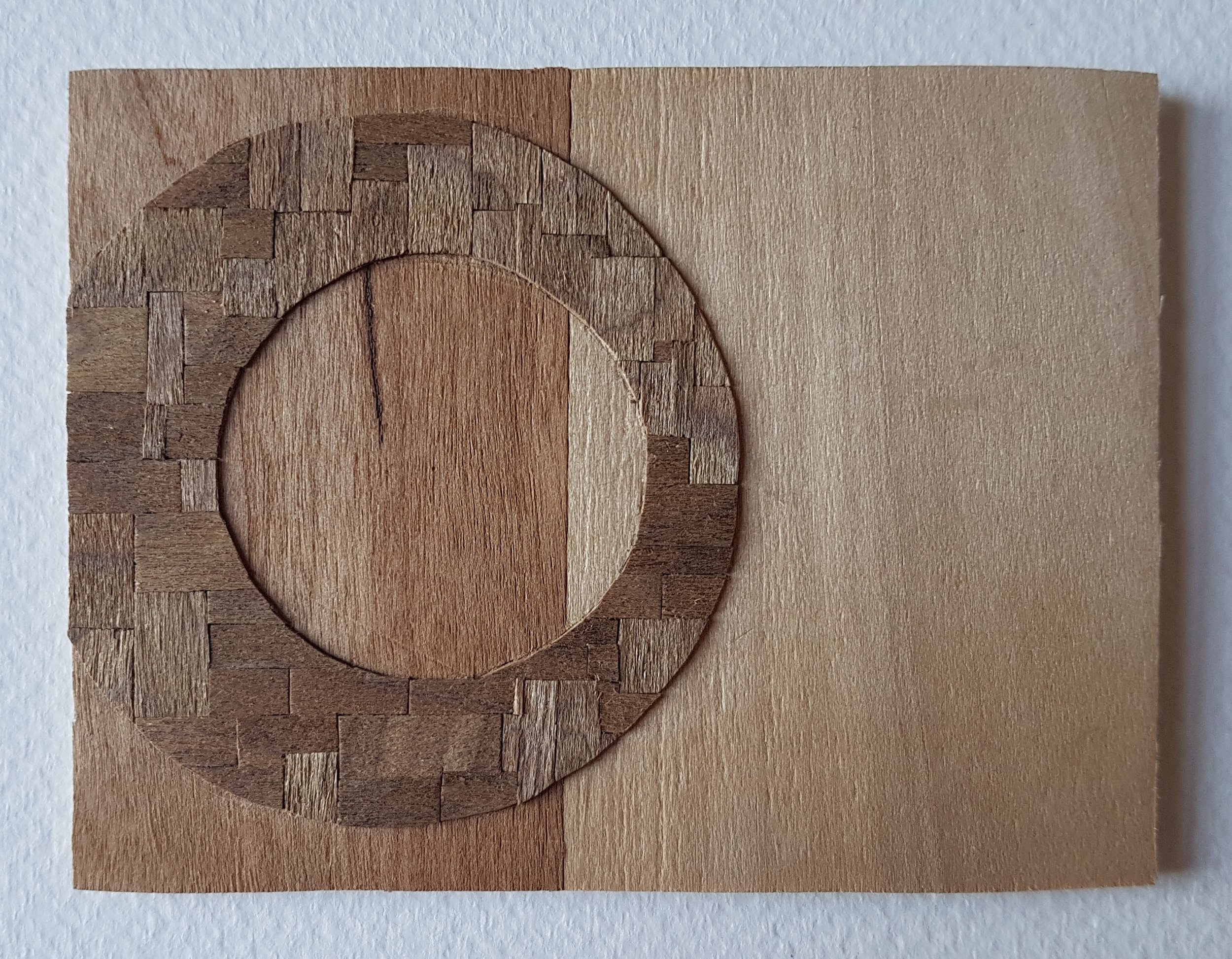 Series 64-23 (2013): wood veneers and mixed media 10cm x 8cm