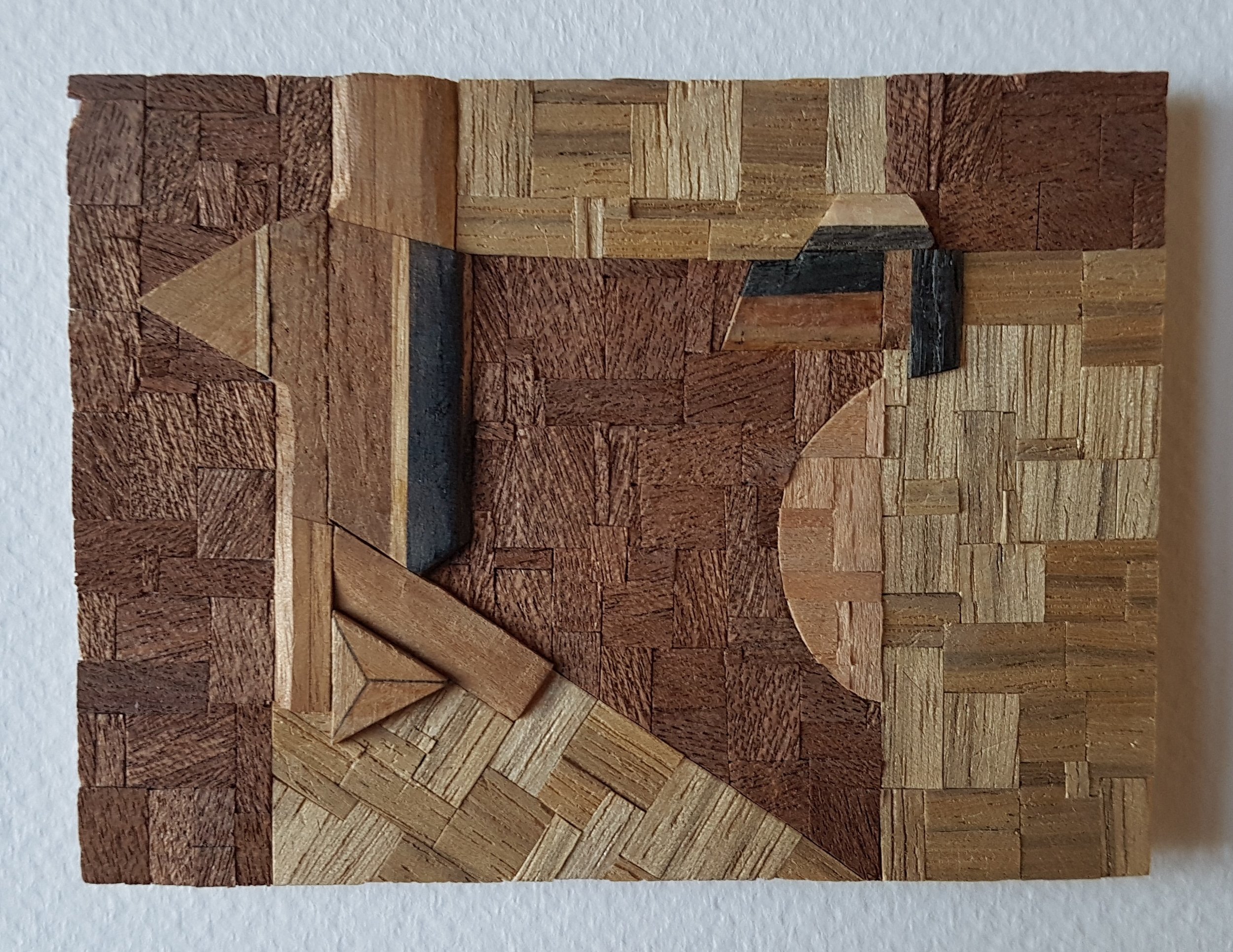 Series 64-38 (2013): wood veneers and mixed media 10cm x 8cm