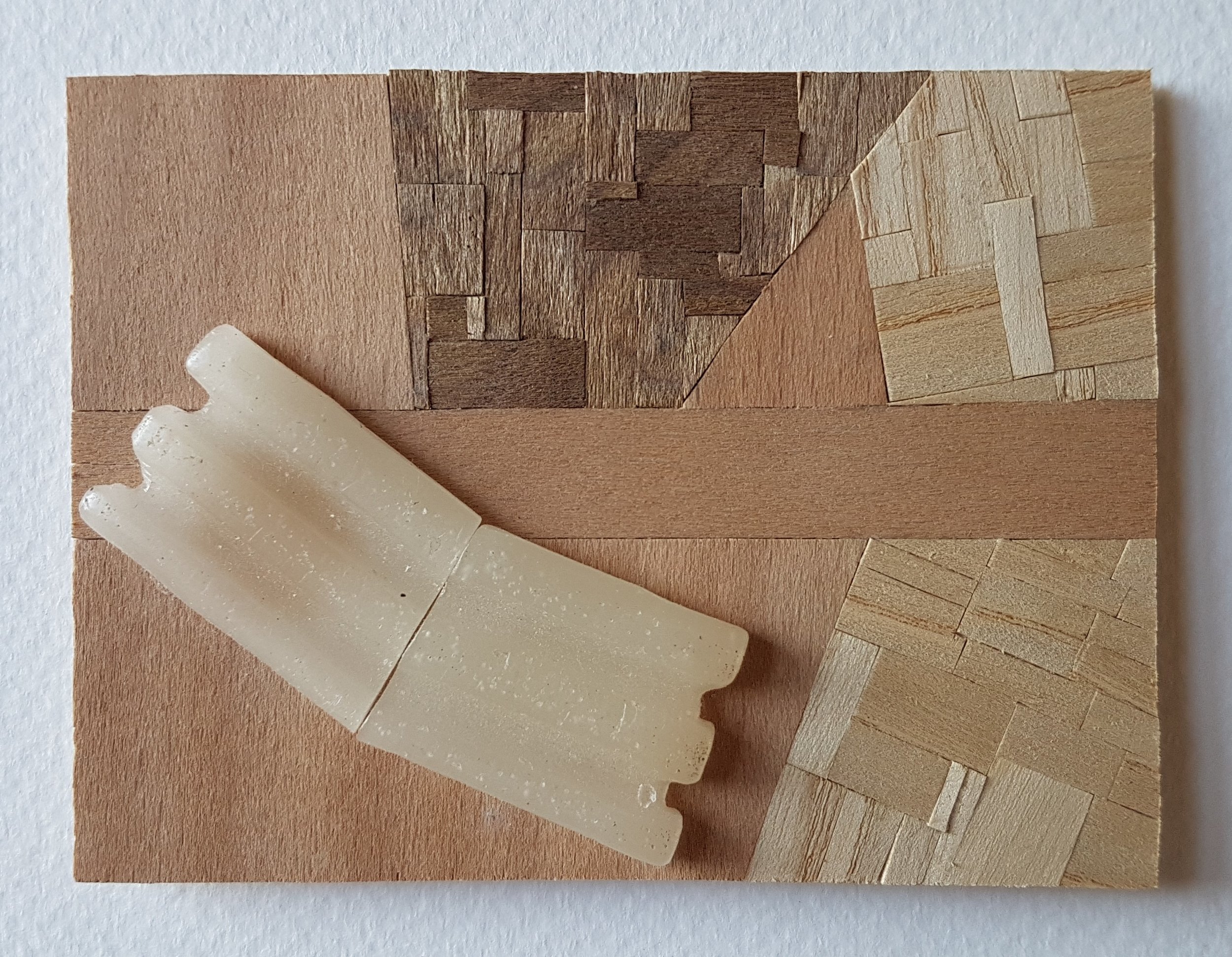 Series 64-43 (2013): wood veneers and mixed media 10cm x 8cm