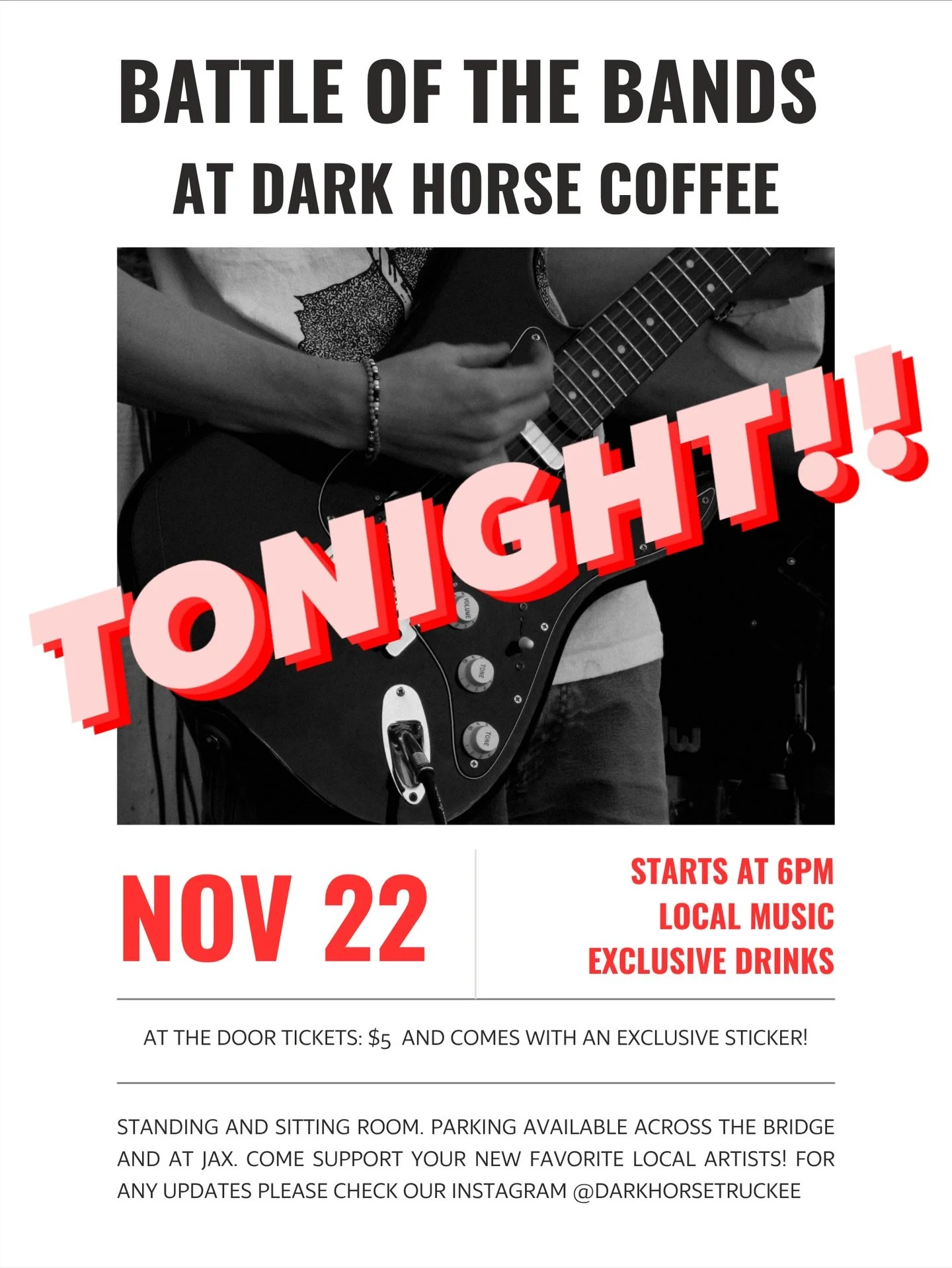 Tonight at 6pm! We&rsquo;ve got all kinds of drinks and lovely local bands, come support!!!

#darkhorse #darkhorsetruckee #weloveyou #coffee #coffeebeans #trending #explore #darkhorsecoffee #coffeeroasters #viral #🫶🏻 #battleofthebands #localbands #