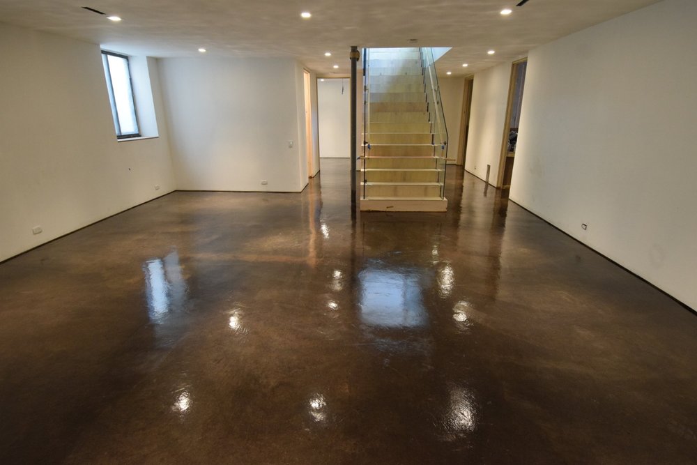 Stained Concrete Flooring Photos, How To Floor Basement Cement