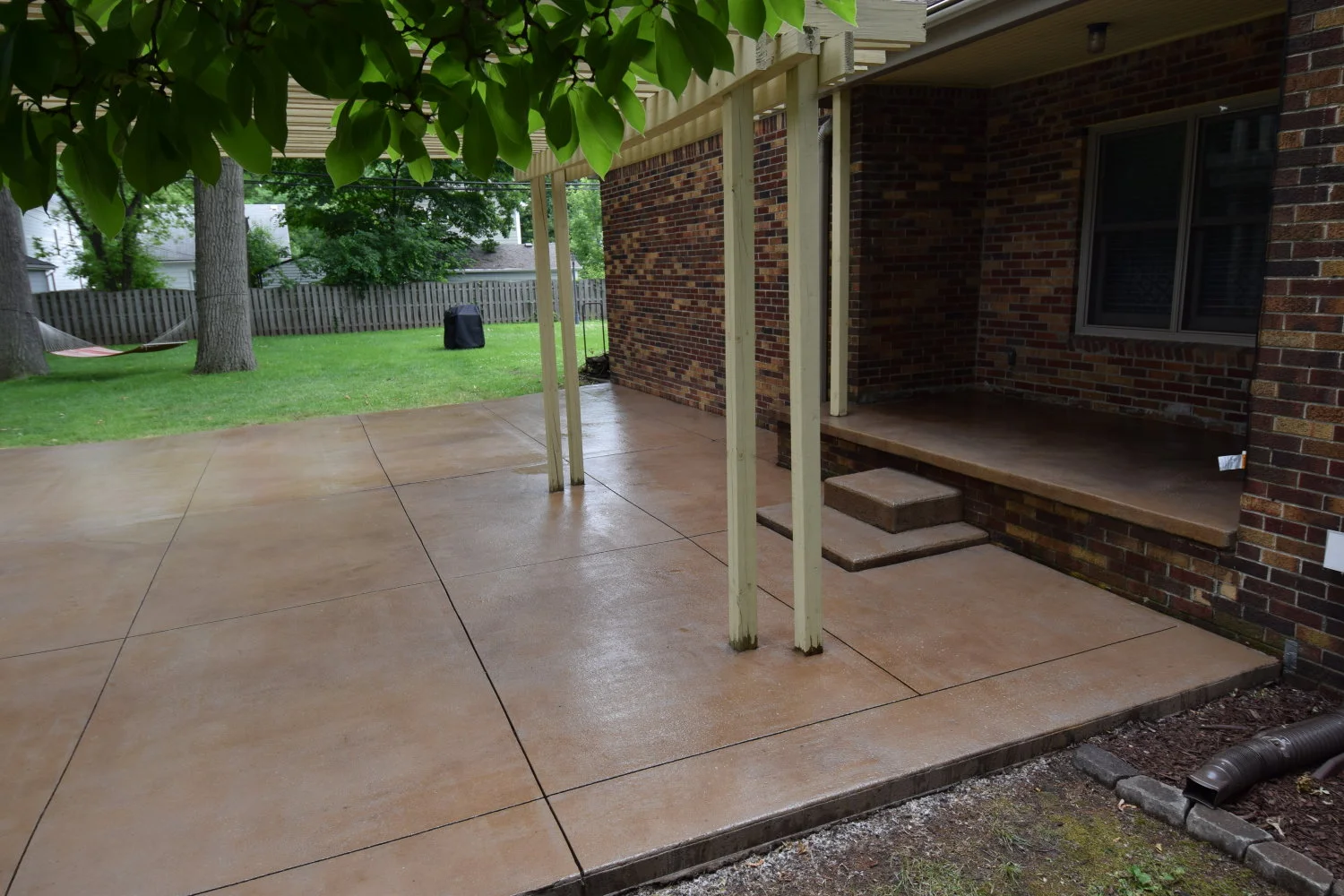 Acid-Stained Cement Overlay of Concrete Patio and Porch