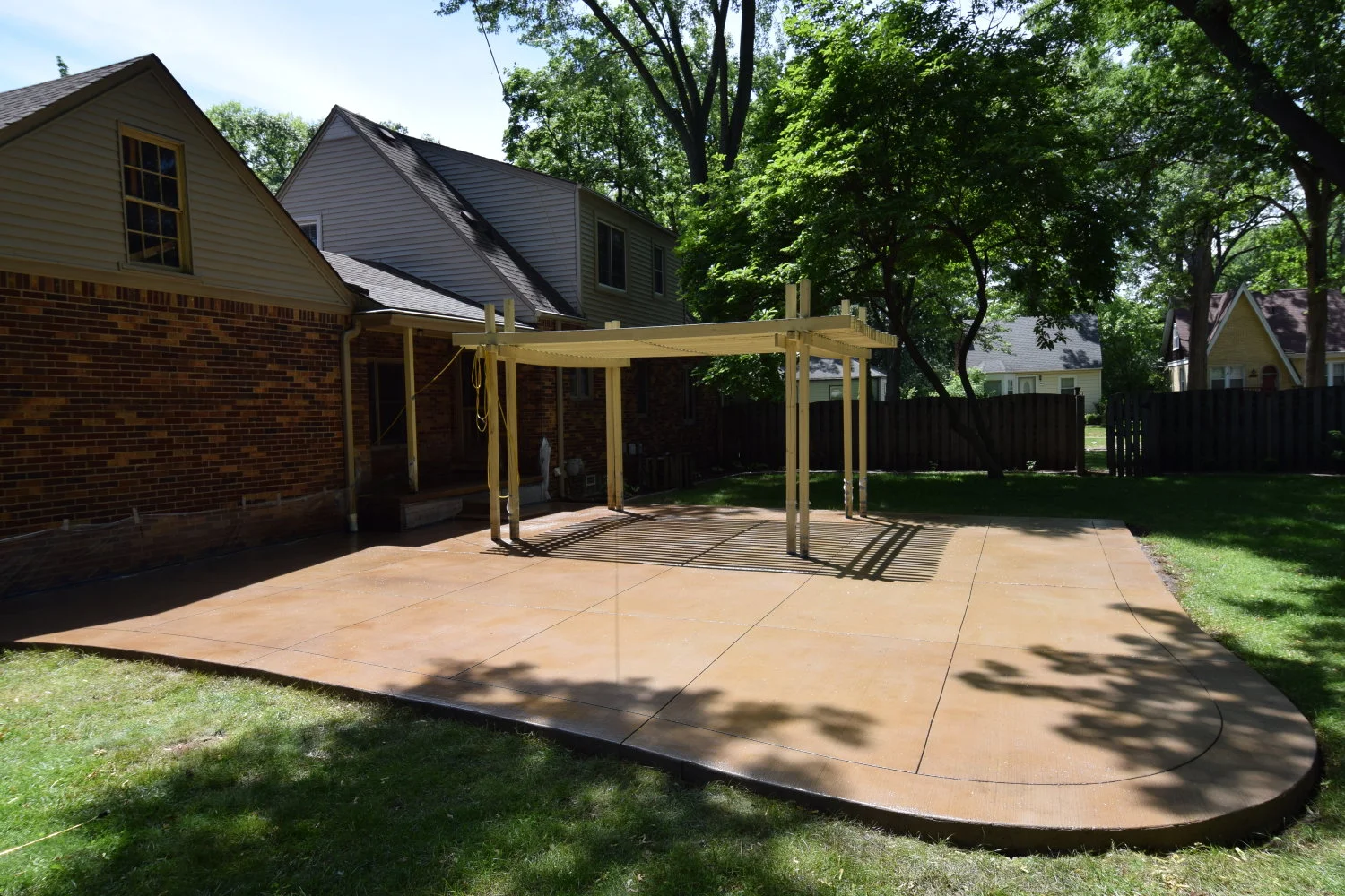 Acid-Stained Cement Overlay of Concrete Patio