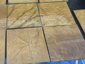 These four 10"-square sample boards were prepared with metallic epoxy at an iCoat products training seminar in Buffalo, NY, in September 2015. They show the unique 3D, iridescent flowing effects characteristic of this new flooring system.
