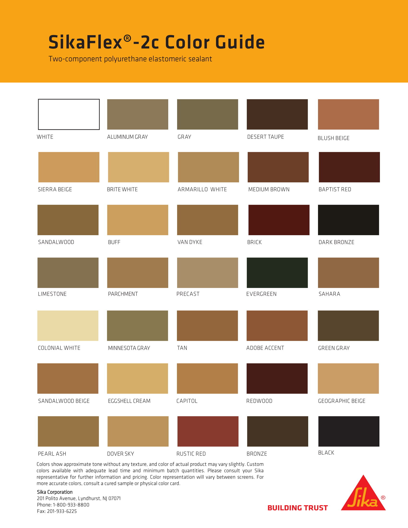 Flex Seal Color Chart