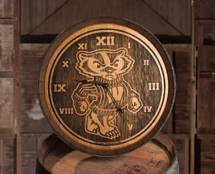 Timeless Etchings Co. — Wine Barrel Clock