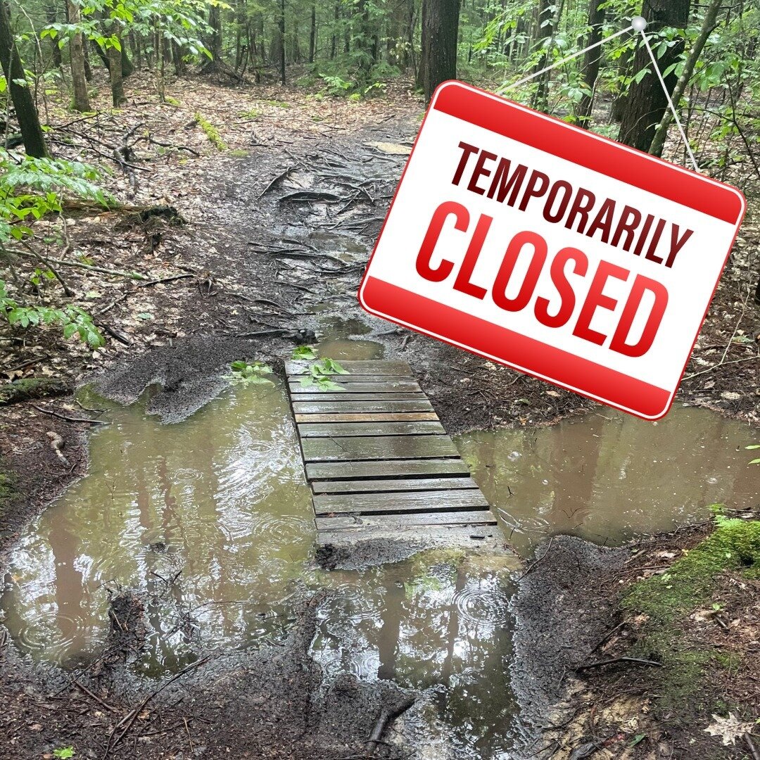 🚨 All Falmouth trails are temporarily closed! 🚨

Between the freeze/thaw cycle and more rain, the trails are cooking up a lot of mud. We close trails to reduce damage during this mucky time of year. Please respect these limited-time closures so the