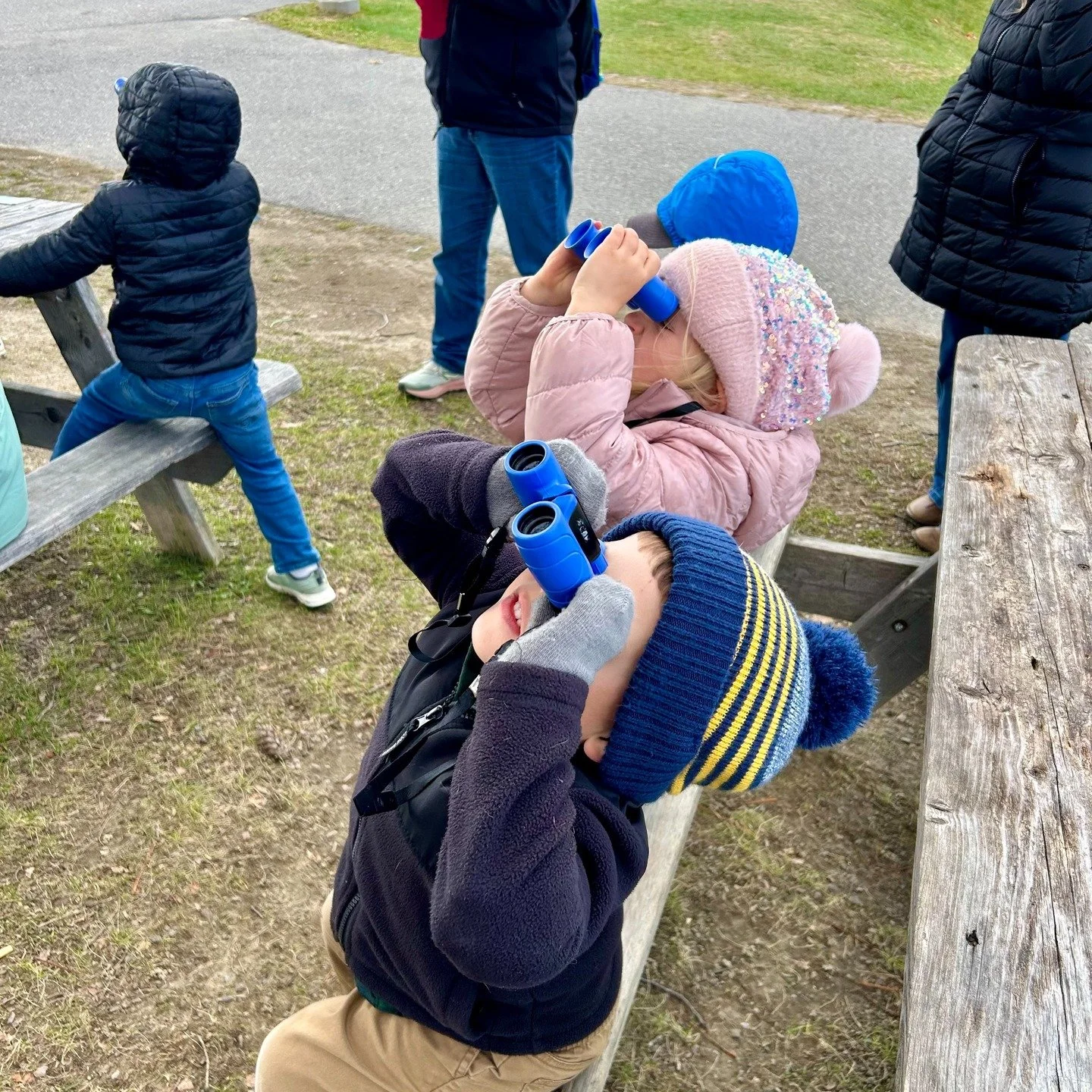 Our youngest friends didn't let the cold and wind stop them from exploring last week! Students in an FES pre-K class learned how to use binoculars and made observations right outside their classroom door.

Despite the transition to stick season, ther