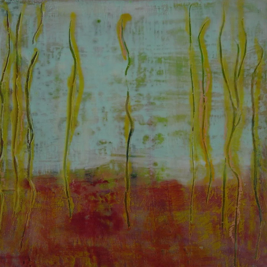 Yellow Trees | Encaustic | Abstract Art | Dandridge Art | SOLD