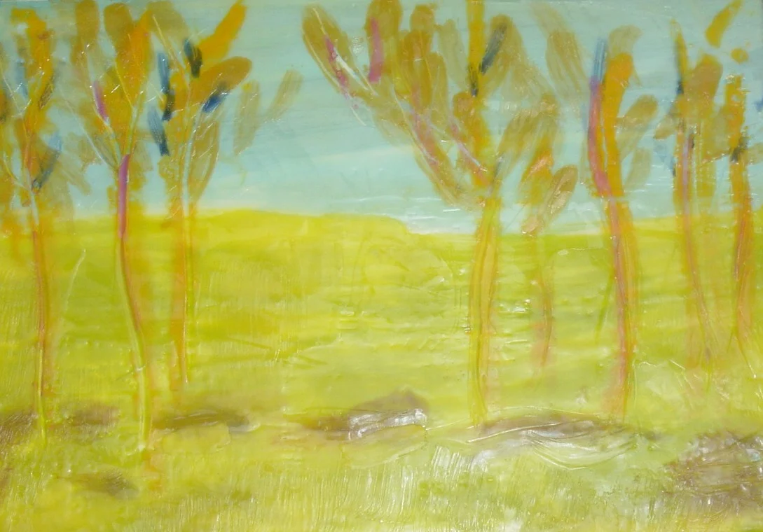 Gold Trees II | Encaustic | Abstract Art | Dandridge Art | SOLD